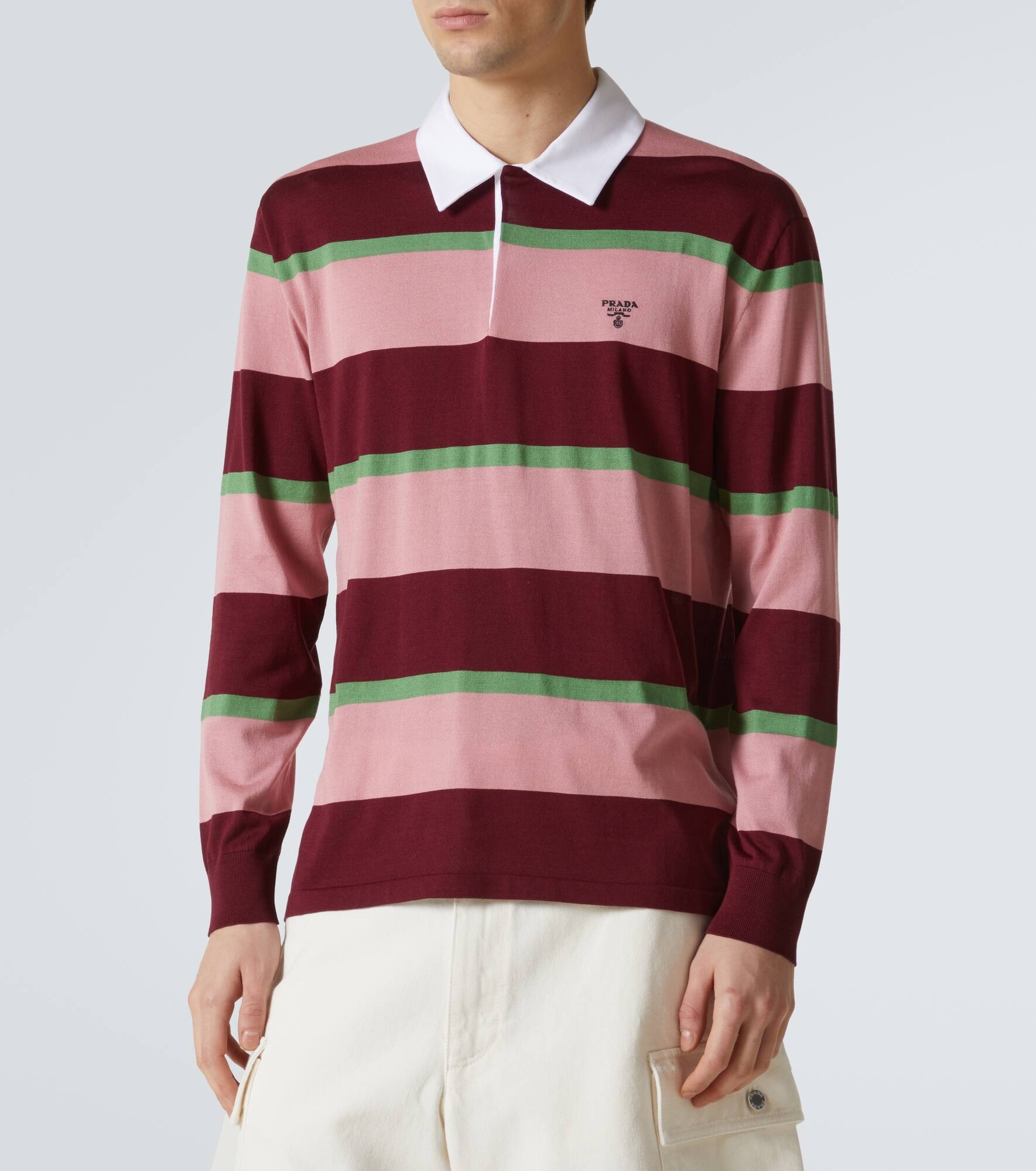 Striped silk and cotton polo shirt - 3