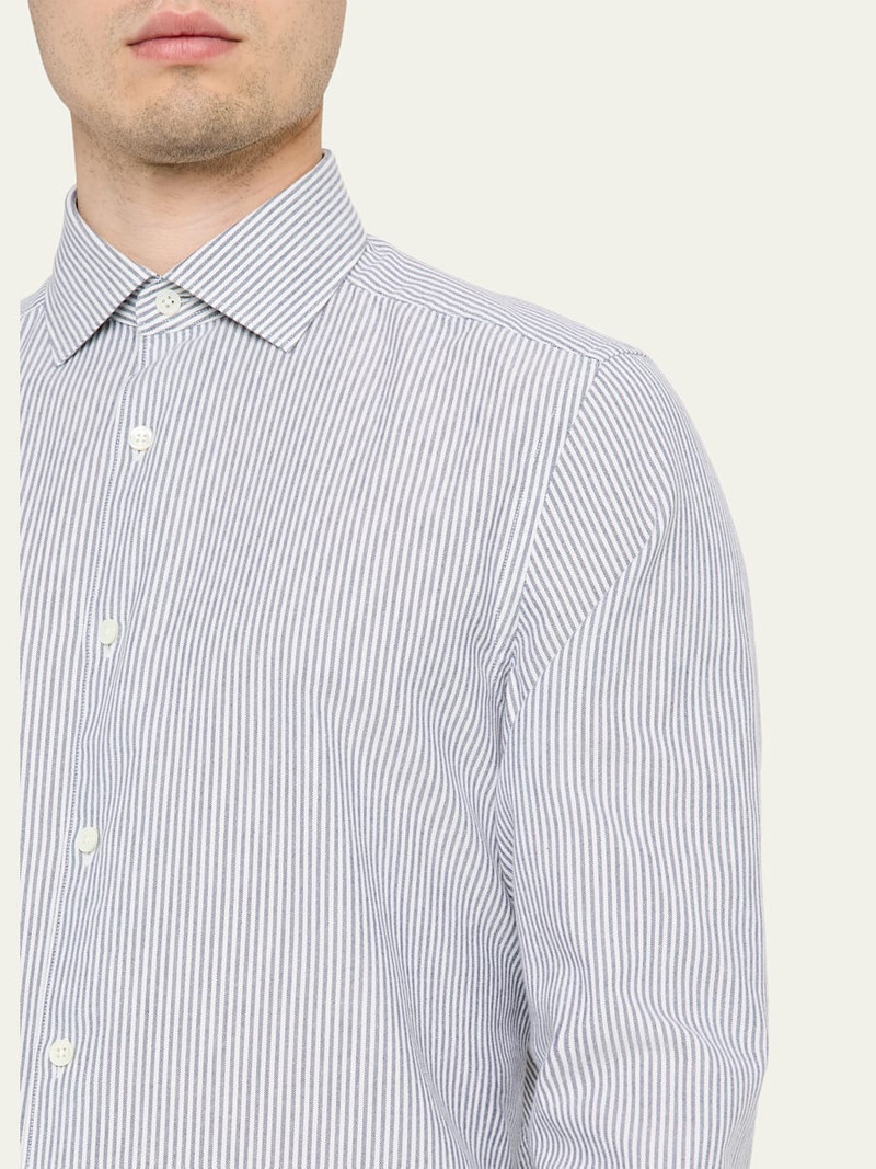 Men's Cotton and Cashmere Pinstripe Modern-Fit Sport Shirt 5