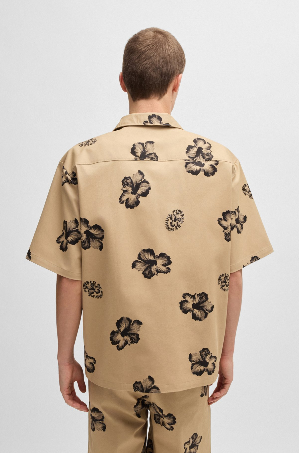 RELAXED-FIT SHIRT IN HIBISCUS-PRINT STRETCH COTTON - 5