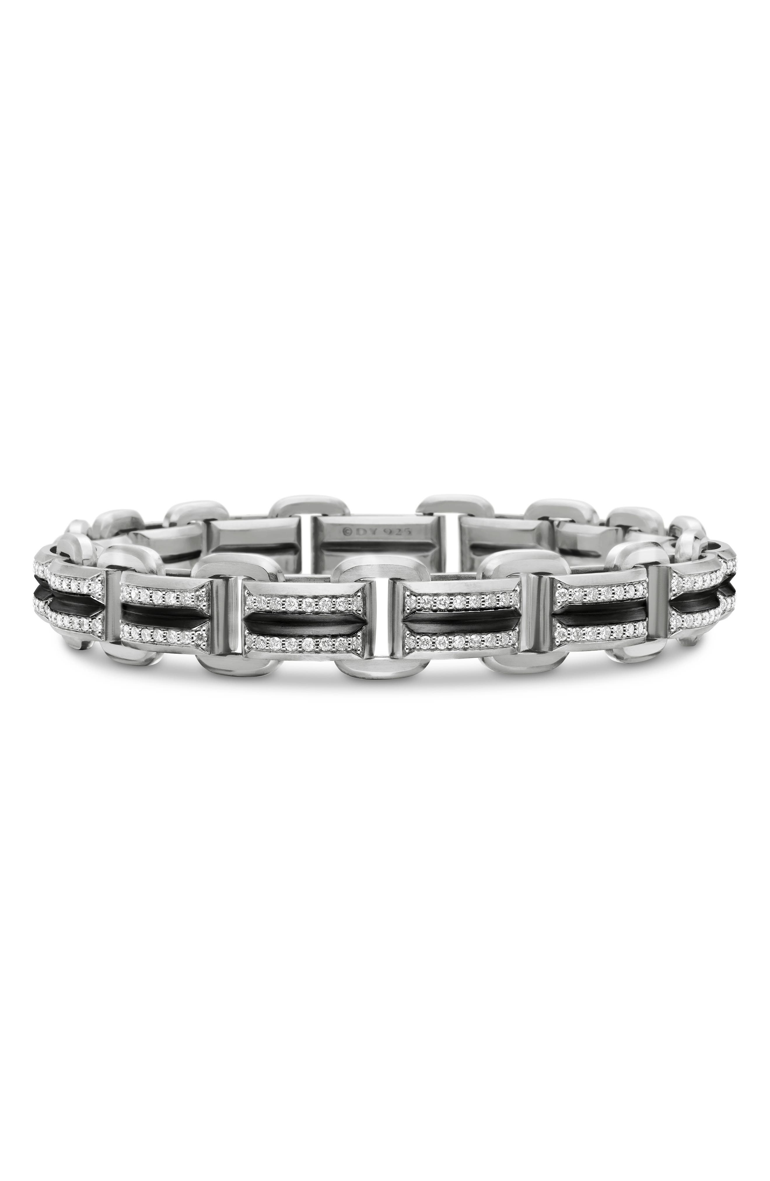 David Yurman Deco Beveled Link Bracelet with Pavé Diamonds in Sterling Silver at Nordstrom - 1