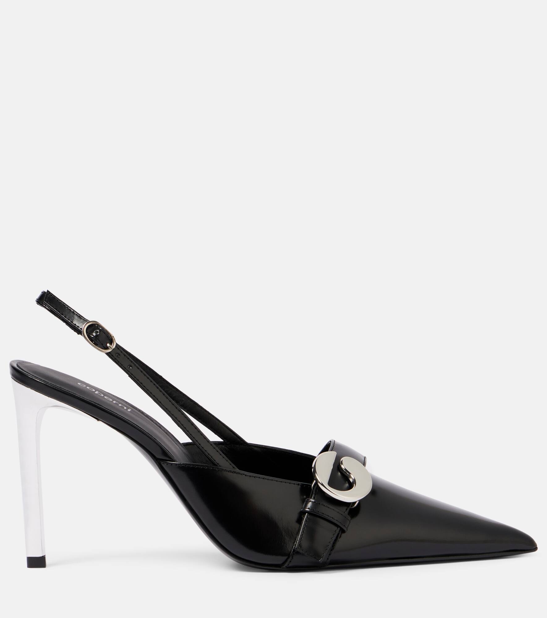 Logo leather slingback pumps - 4