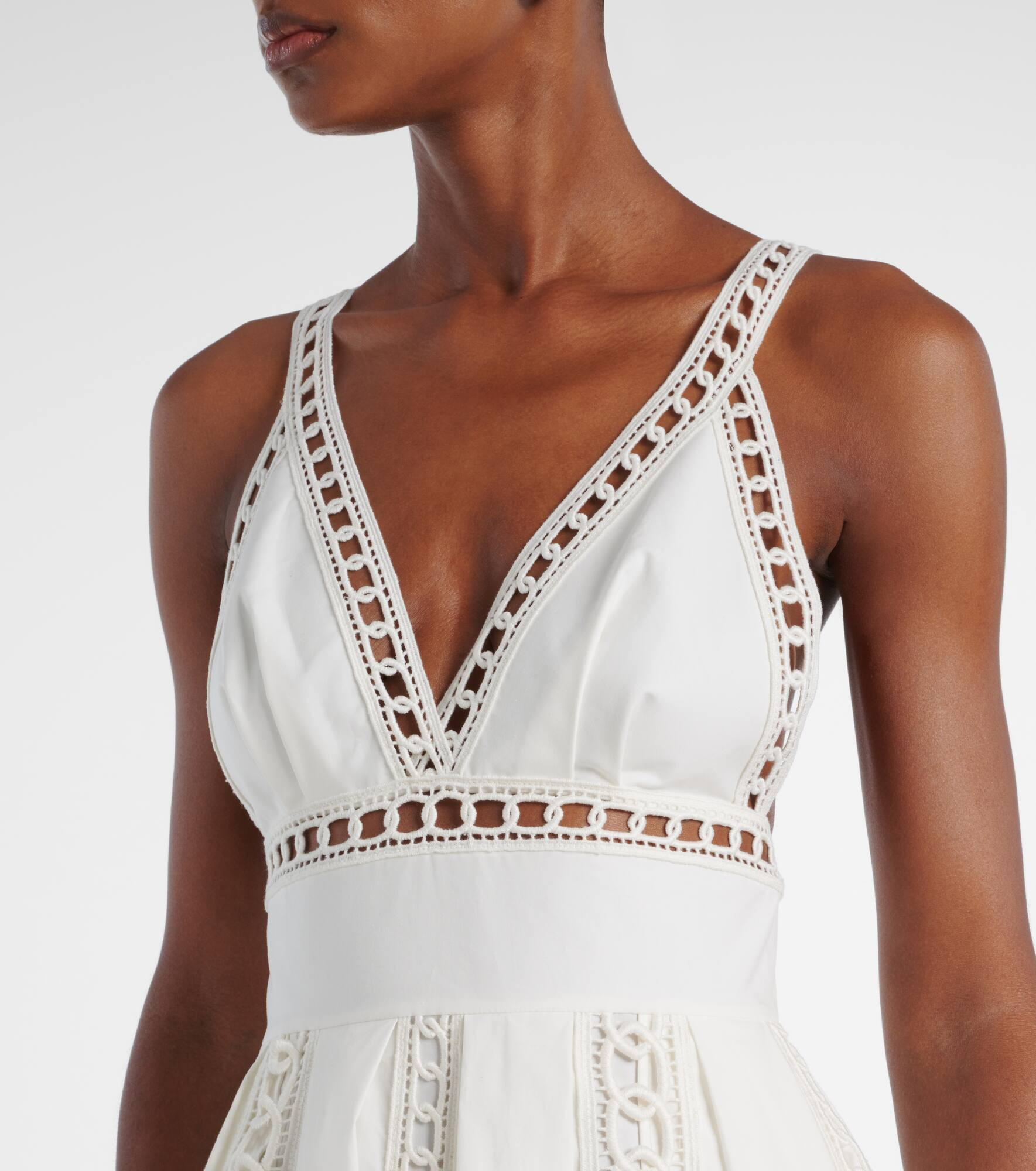 Embroidered cotton-blend midi dress - 4