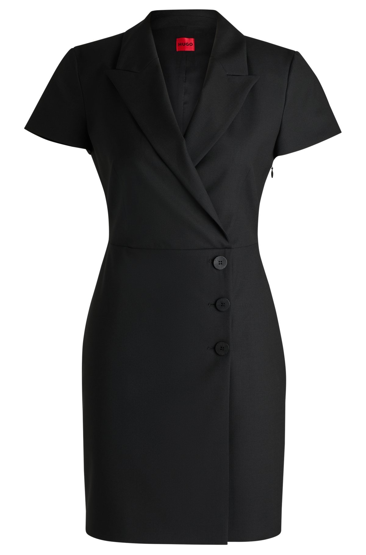 BUTTON-FRONT DRESS WITH PEAK LAPELS - 1