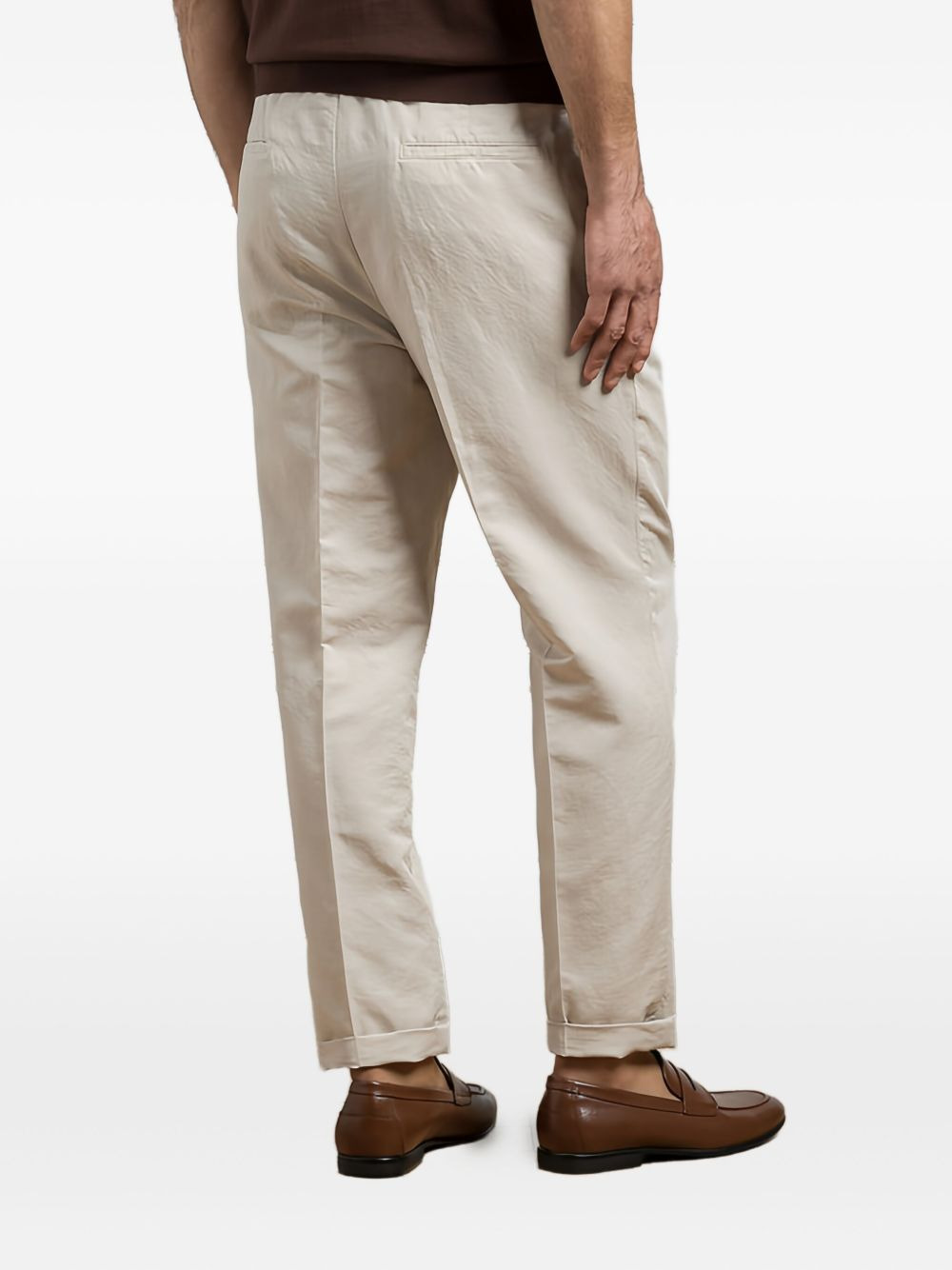 pleated cotton straight-leg trousers - 4