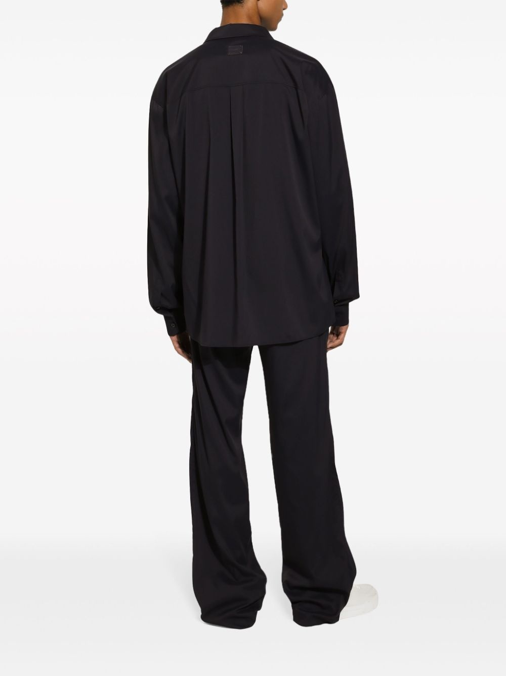 drawstring-waist wide-leg trousers - 4