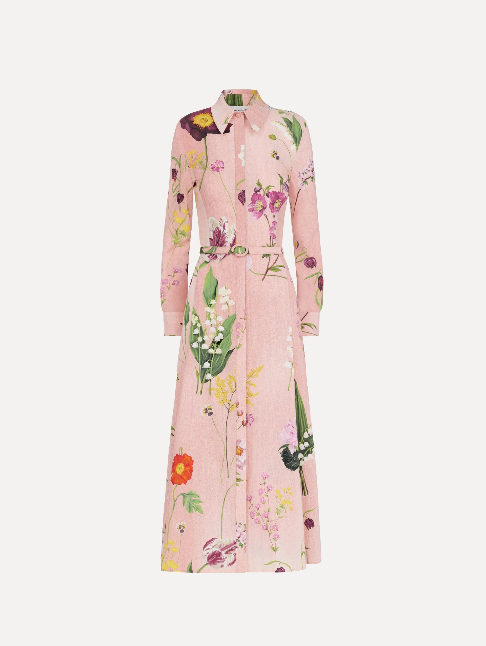 MIXED BOTANICAL COTTON POPLIN COLLARED DRESS - 1