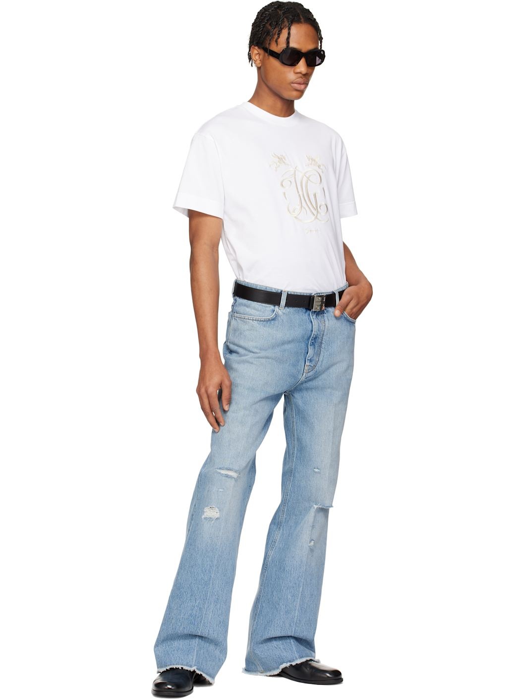 White 'HG' Embroidery T-shirt - 5