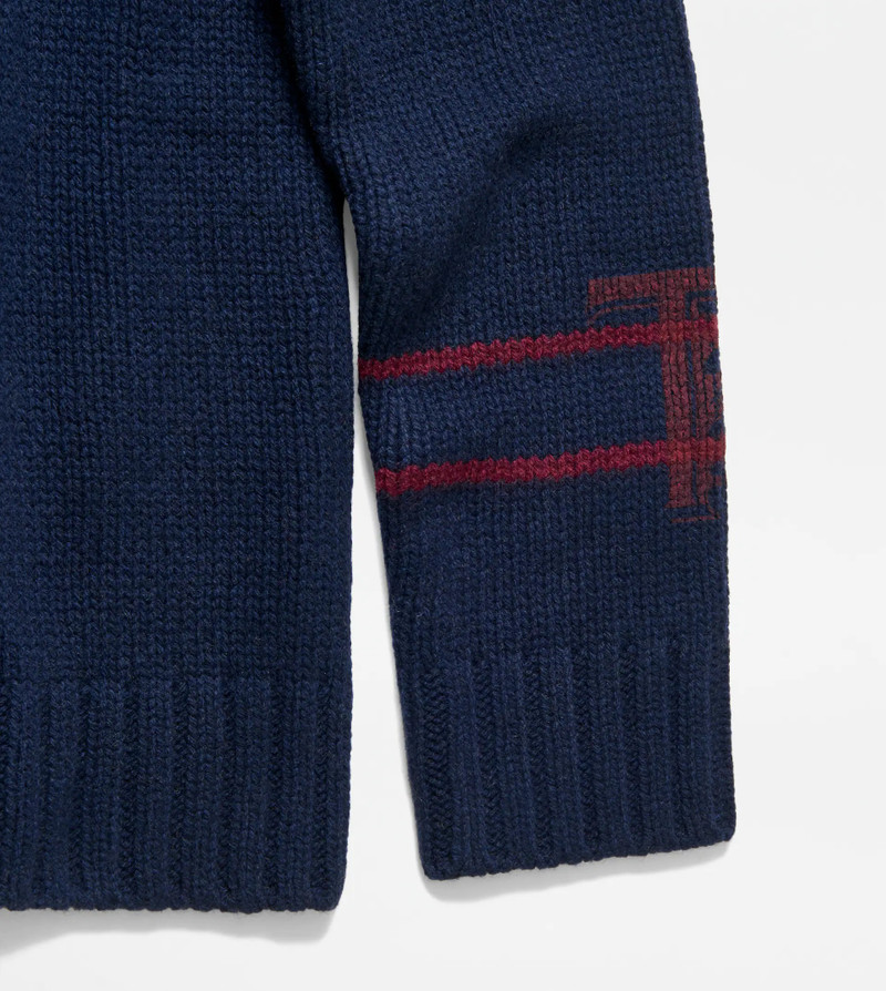 ROUND NECK JUMPER IN CASHMERE BLEND - BLUE 3