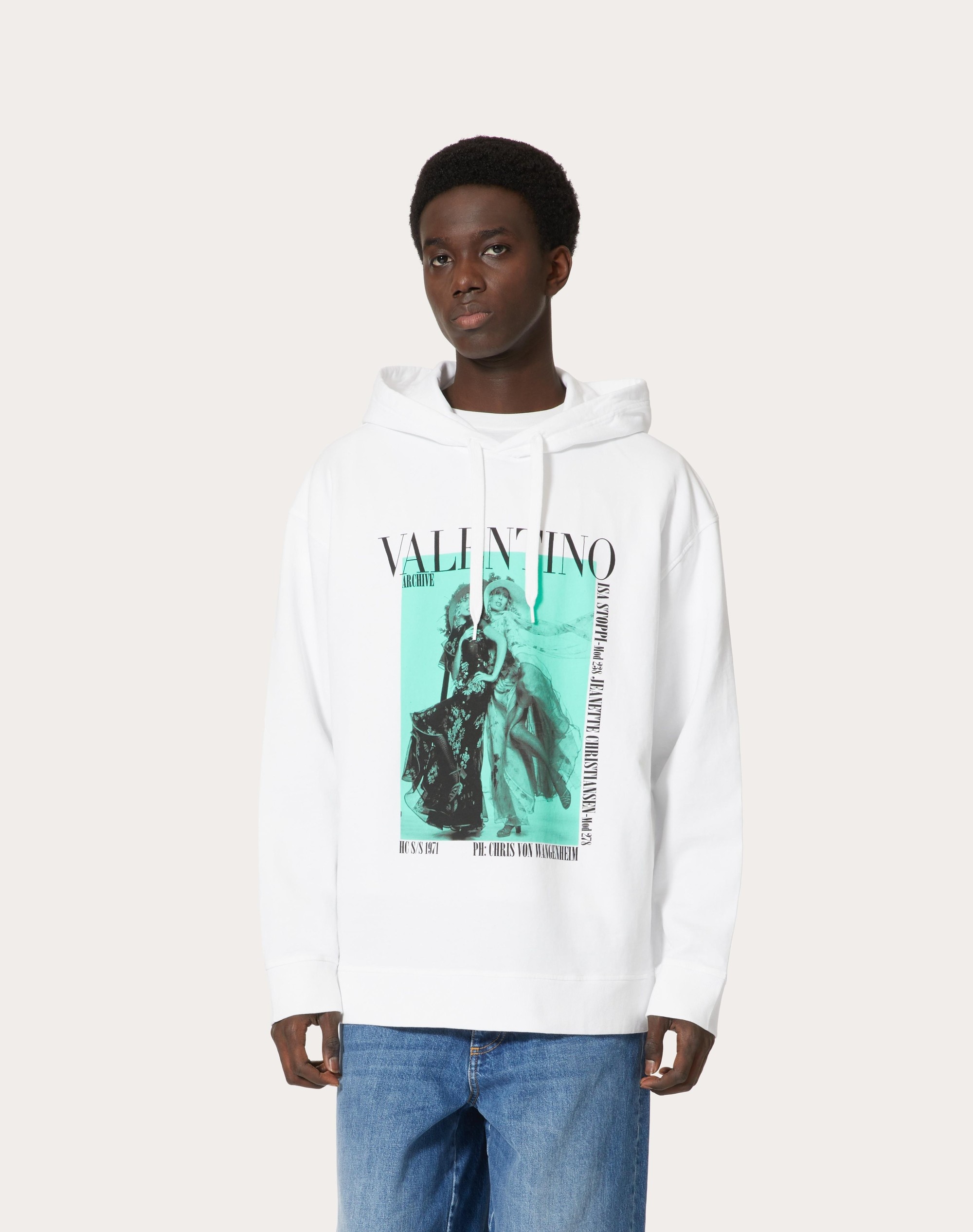 COTTON SWEATSHIRT WITH VALENTINO ARCHIVE 1971 PRINT - 3