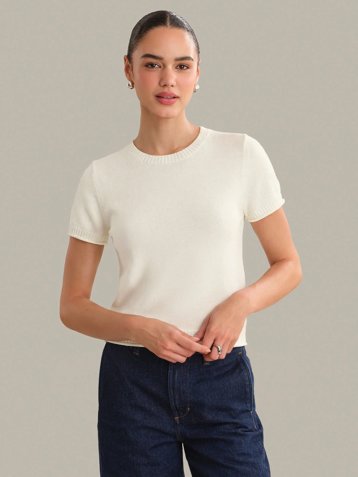 Fiona: Classic Cotton Short Sleeve Tee - 1