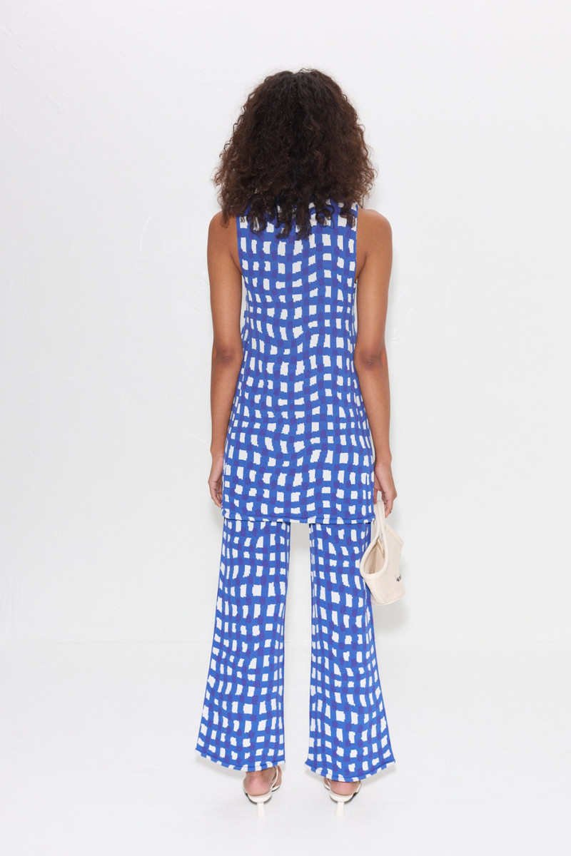 Knits By Zana Knit Mini Dress in Klein Blue Wavy Gingham 6