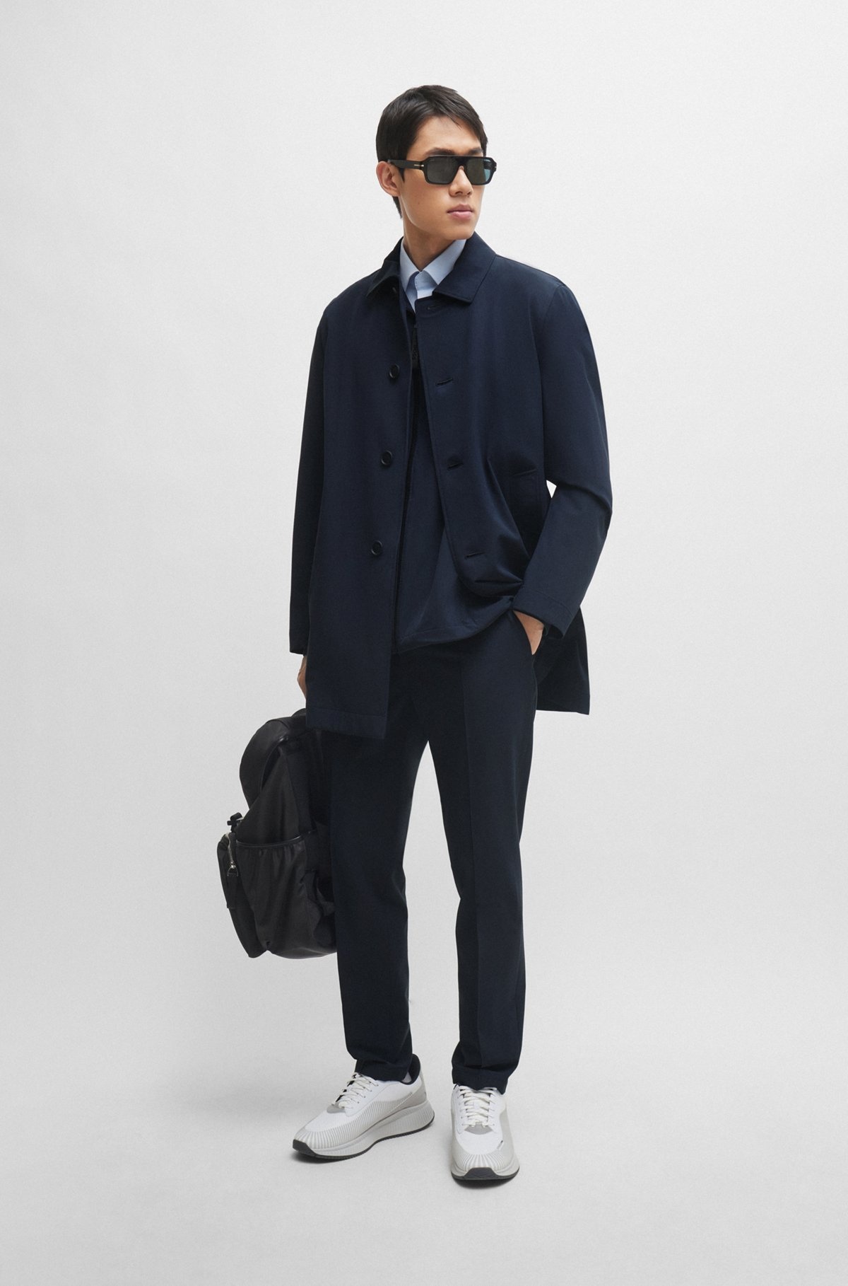 REGULAR-FIT BUTTON-UP COAT IN STRETCH MATERIAL - 4