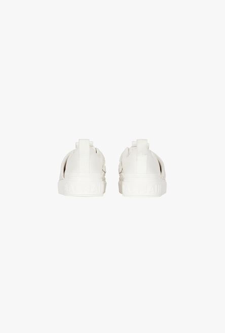 White leather B-Court sneakers with golden Balmain monogram - 3