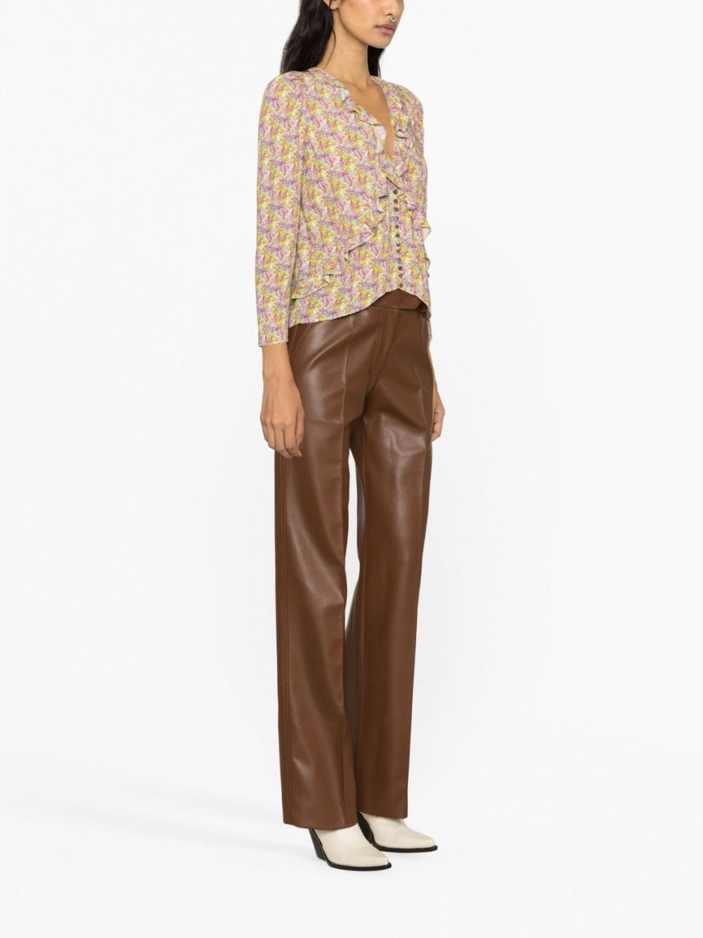 Tresse ruffled long-sleeve blouse - 3