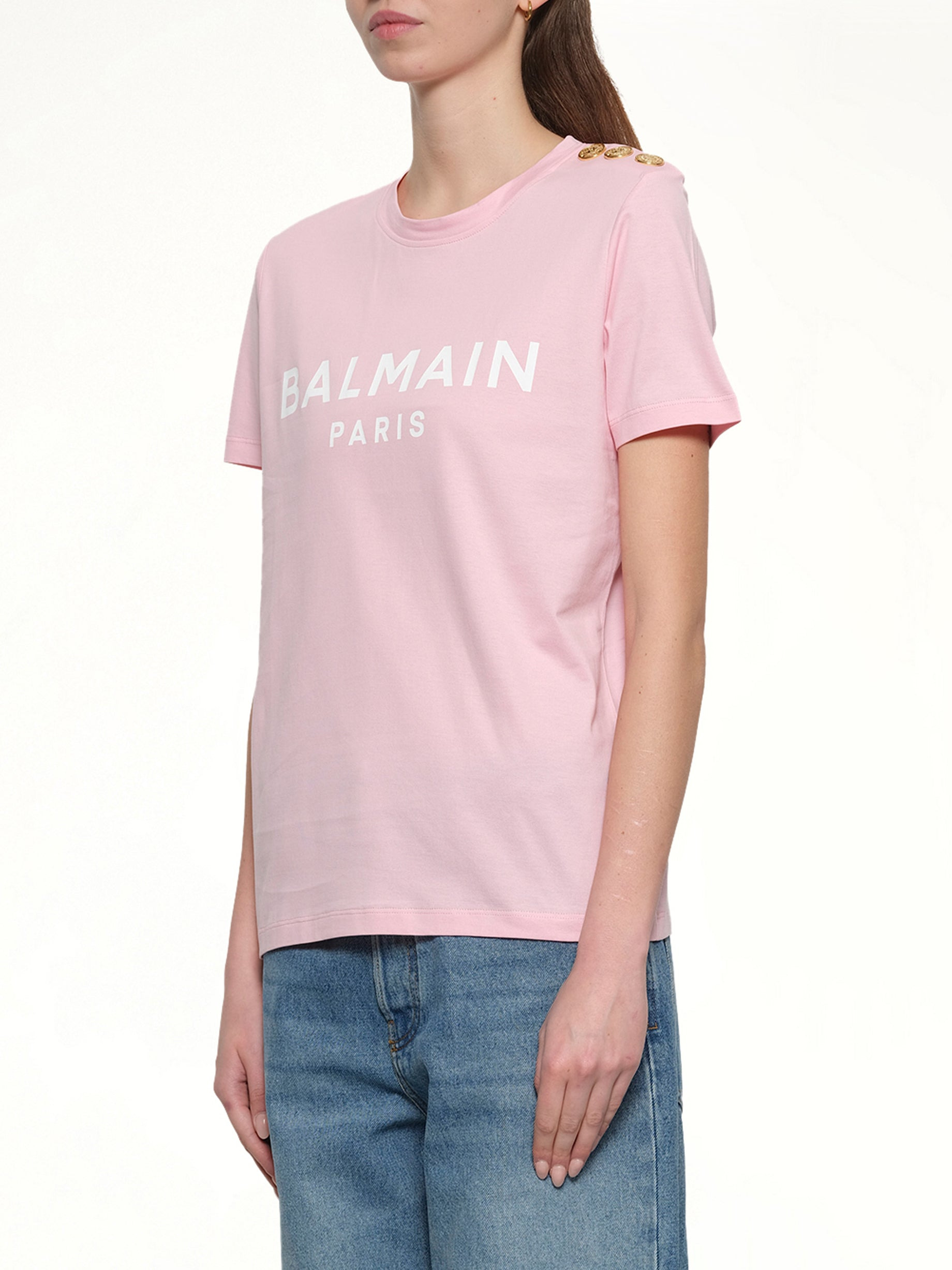 3 BTN Balmain Printed T-Shirt in Rose/White - 3