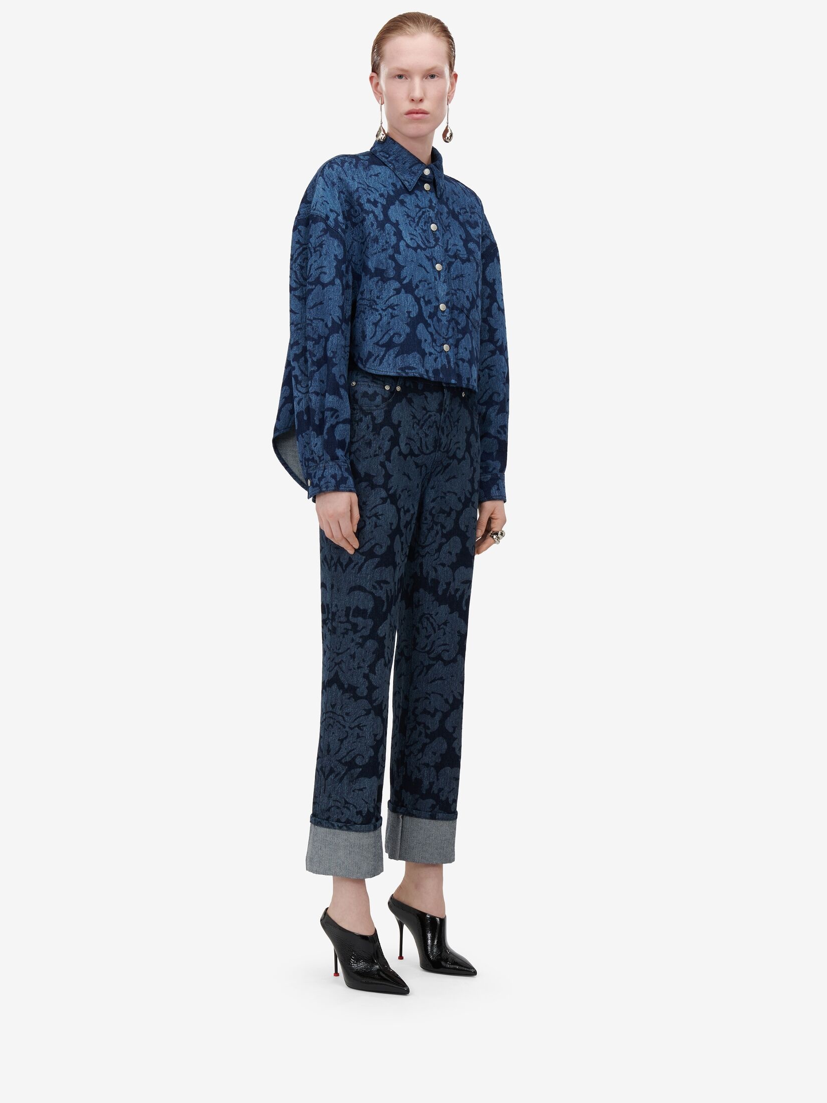Women's Damask Boyfriend Jeans in Denim - 3