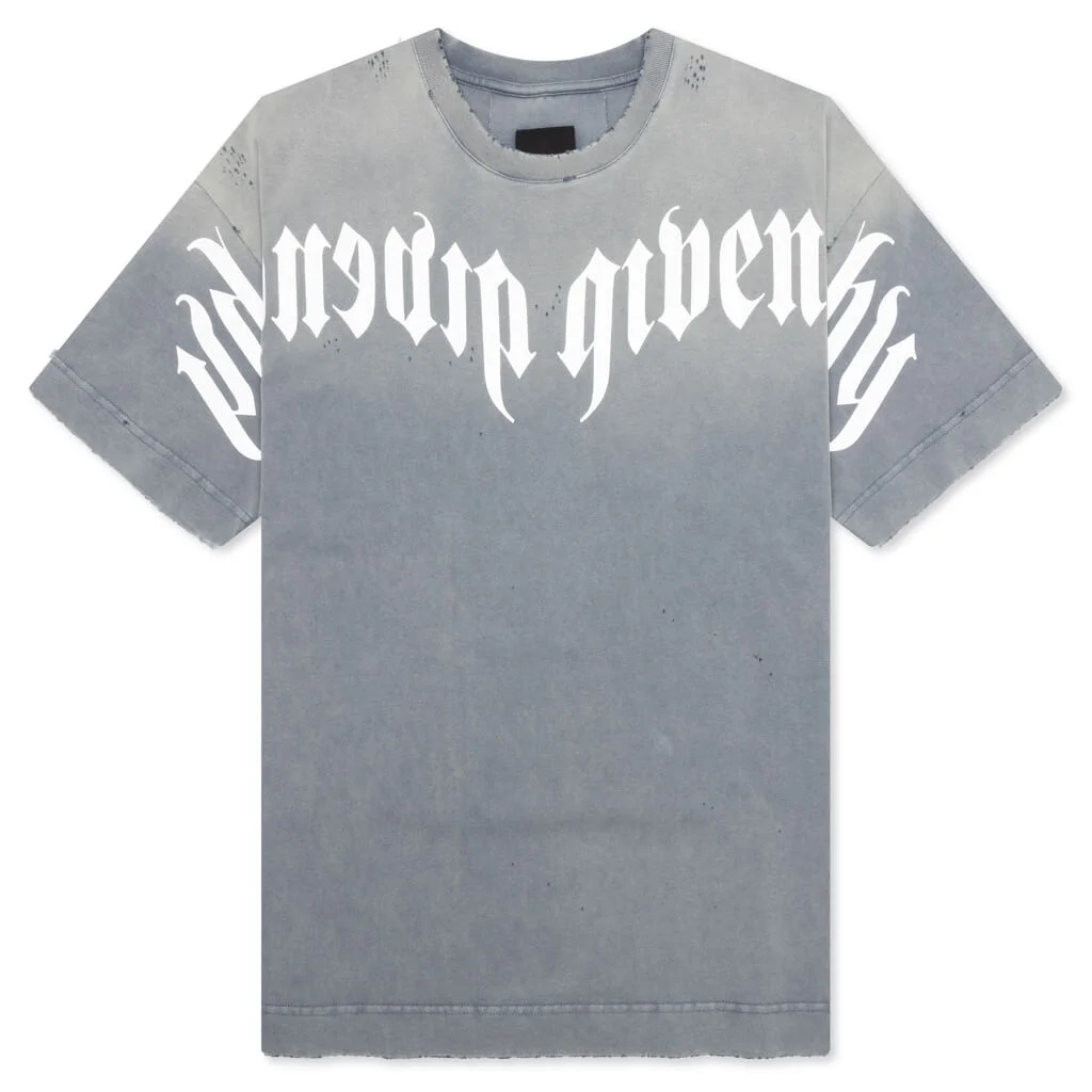 DISTRESSED LOGO T-SHIRT - MILITARY BLUE - 1