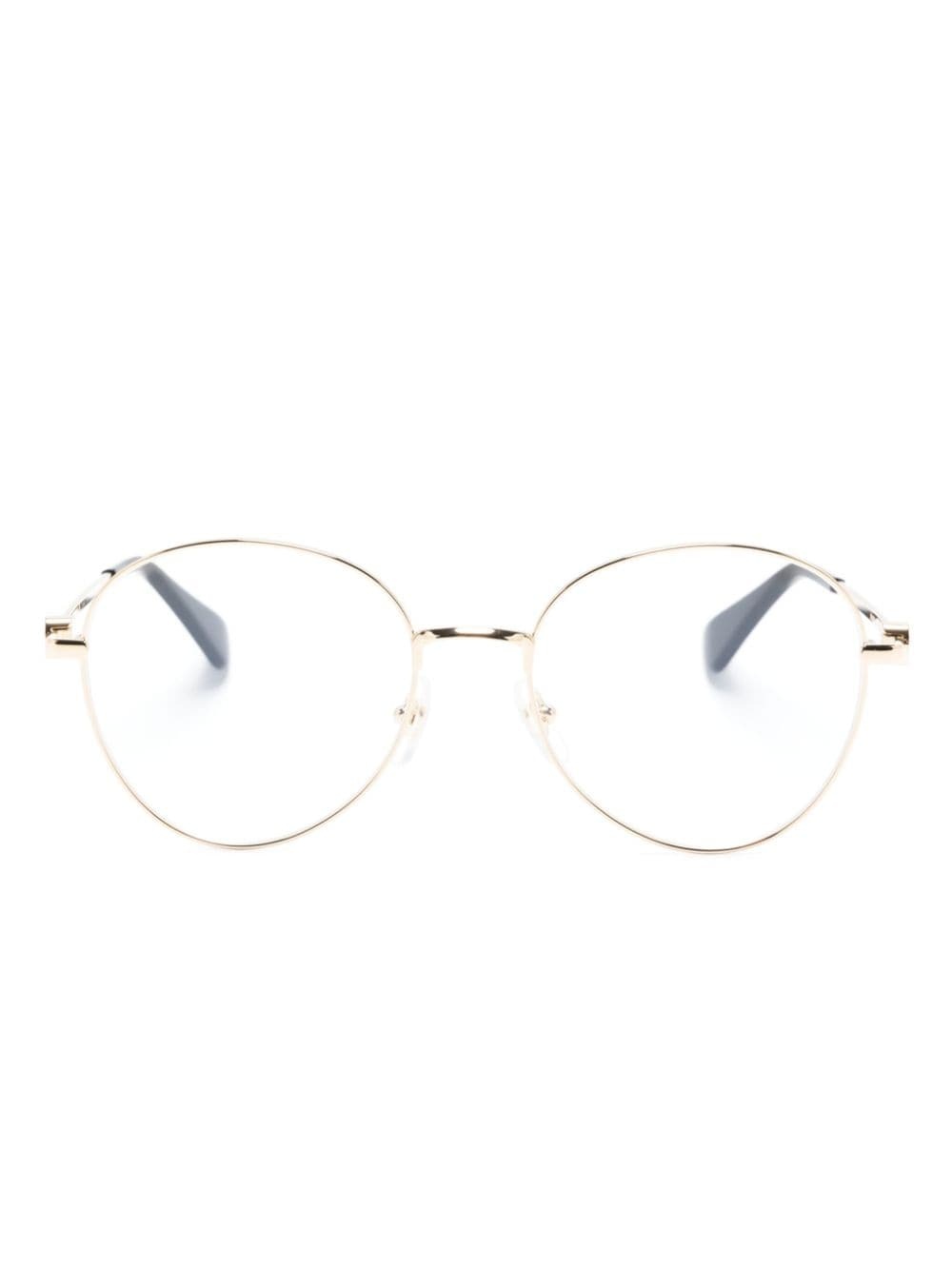 logo-engraved round-frame glasses - 1