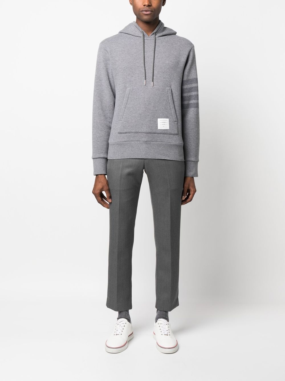 stripe-detail sleeve hoodie - 2