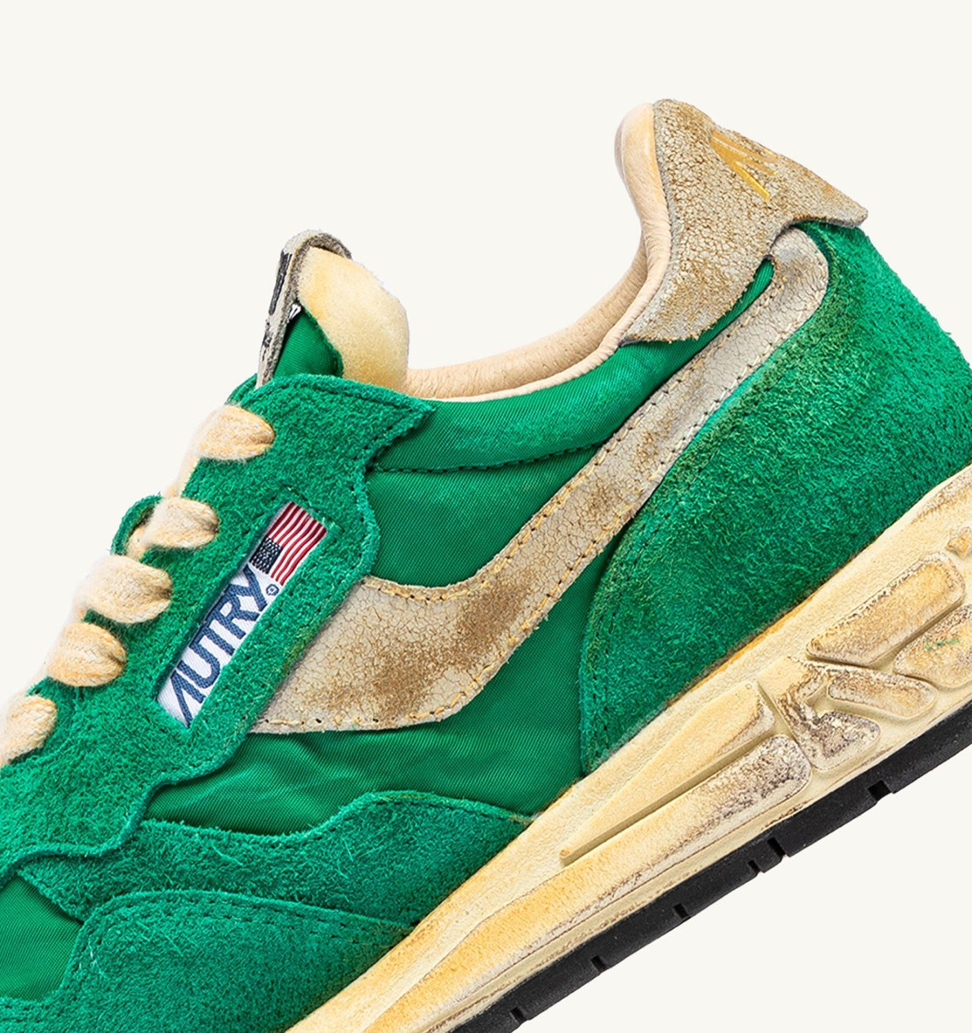 REELWIND SUPER VINTAGE SNEAKERS IN GREEN NYLON AND SUEDE - 6
