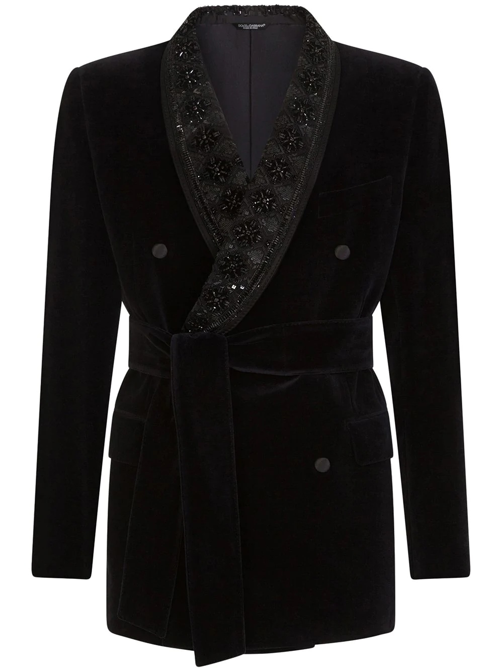 belted velvet blazer jacket - 1