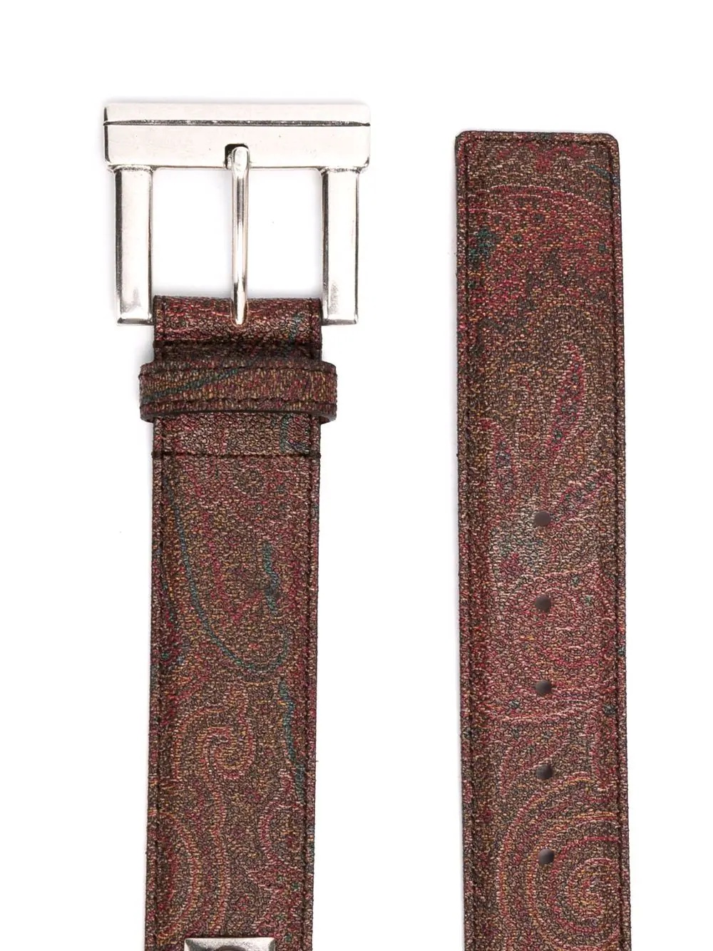 stone-embellished paisley-print belt - 2