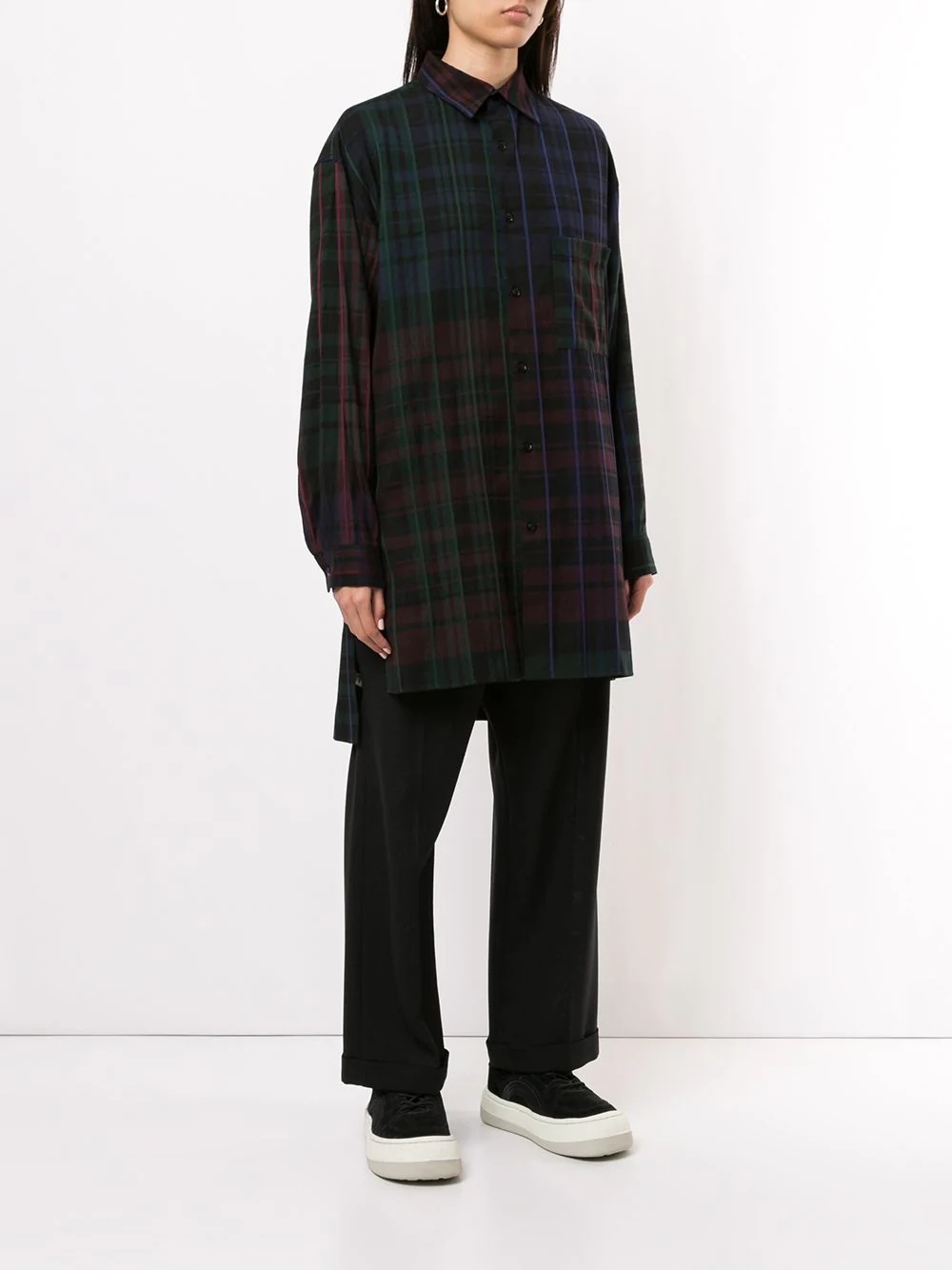 long-line check shirt - 3