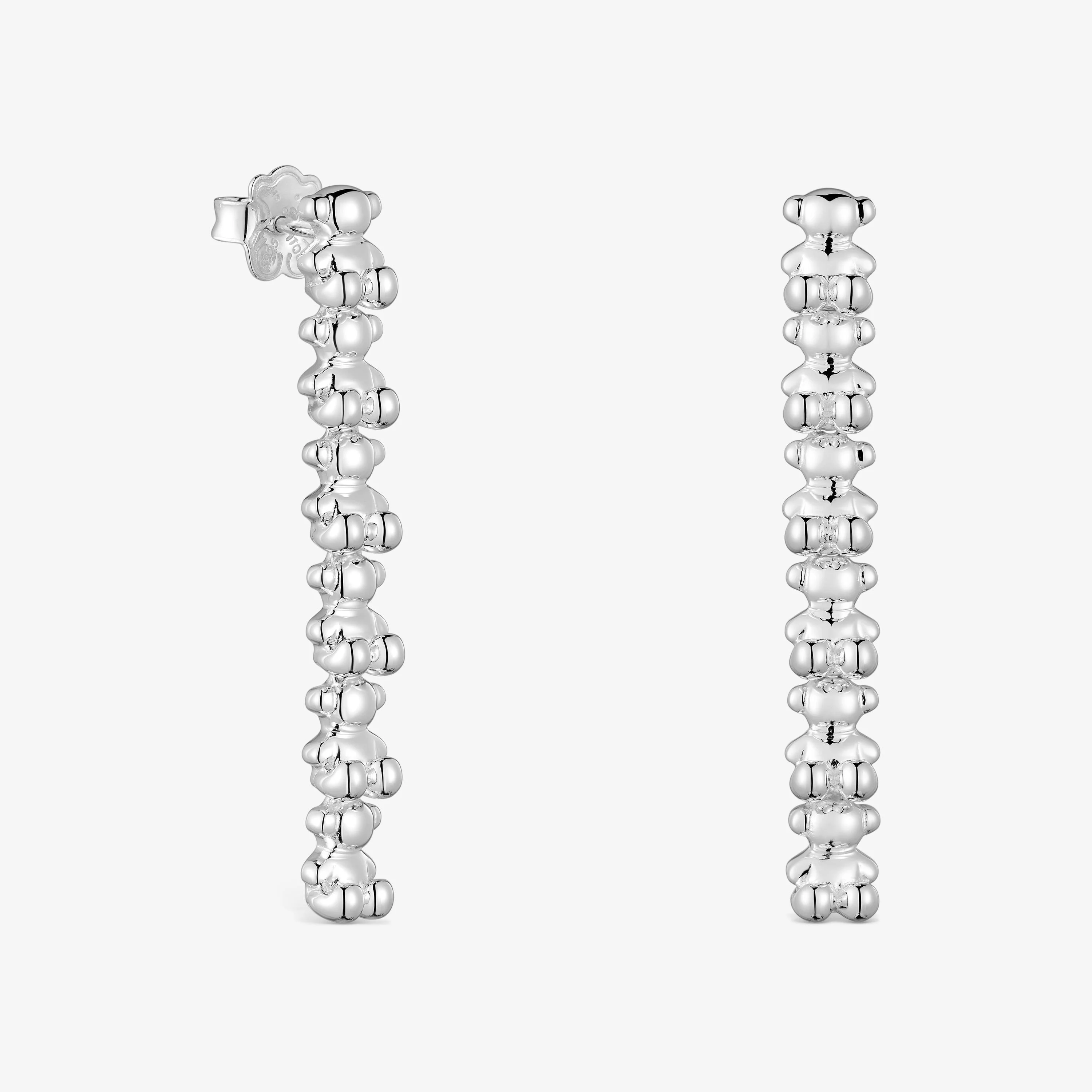 Long silver Earrings with bear motifs Bold Bear - 1