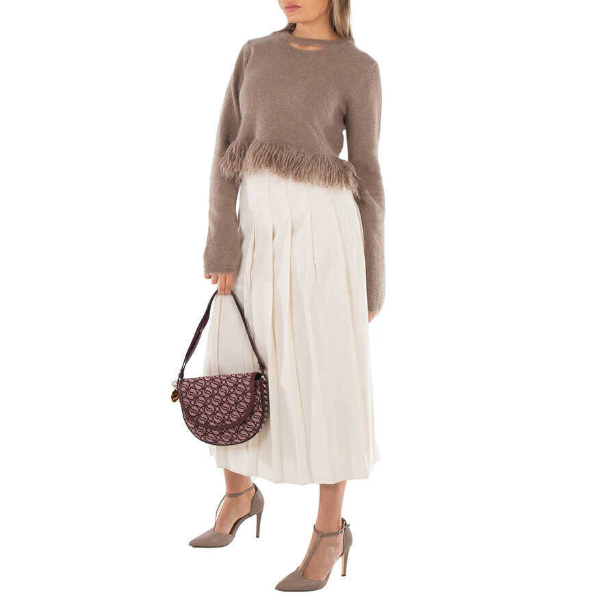 Stella Mccartney Ladies Burgundy Frayme Medium S-Wave Flap Shoulder Bag - 2