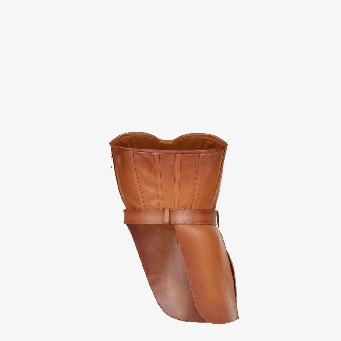 Shaded effect tan leather bustier - 2