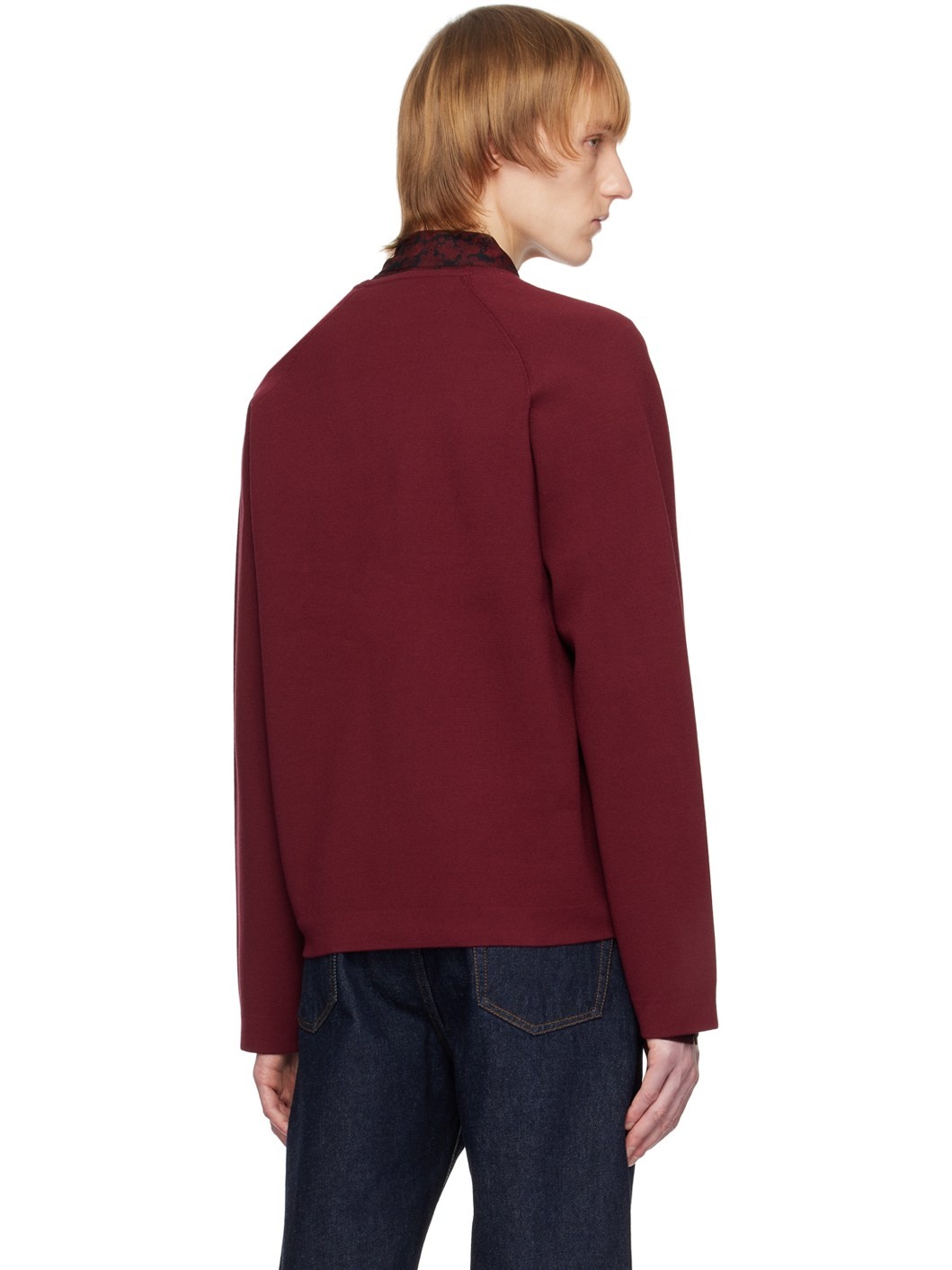 Burgundy Y-Neck Cardigan - 3