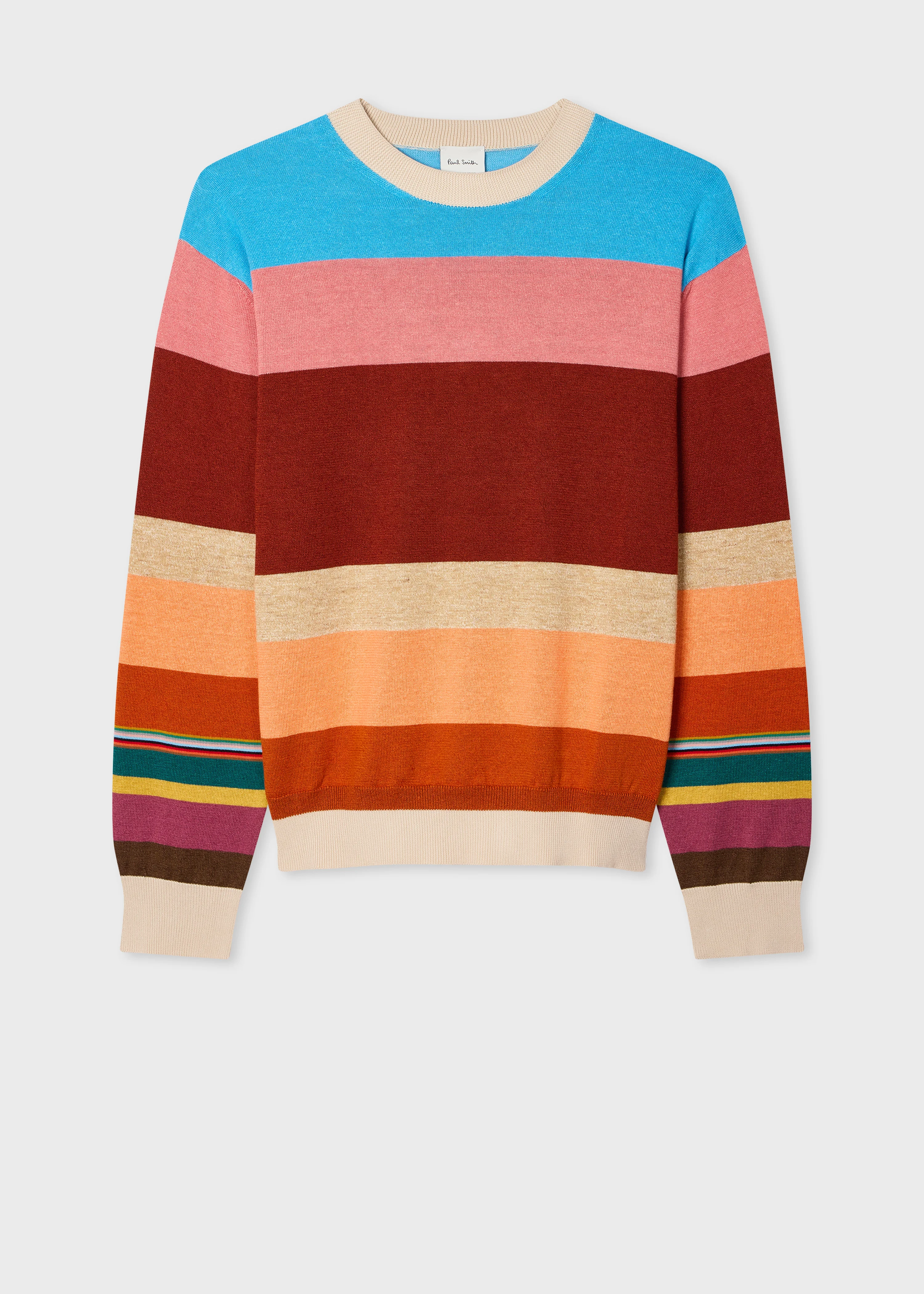 Cotton-Linen Bold Stripe Sweater - 1