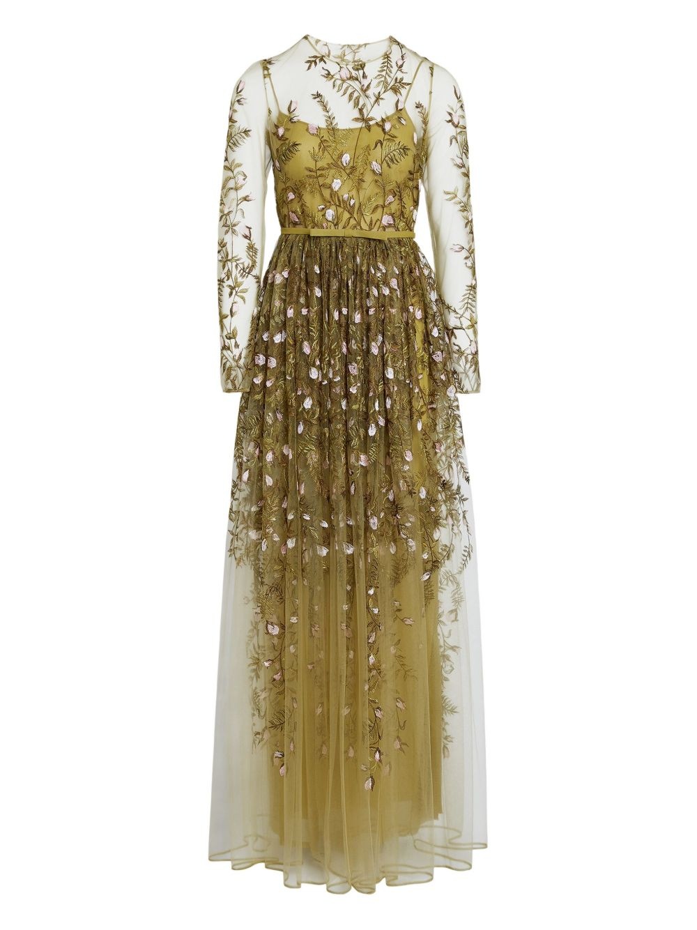 embroidered tulle long dress - 7
