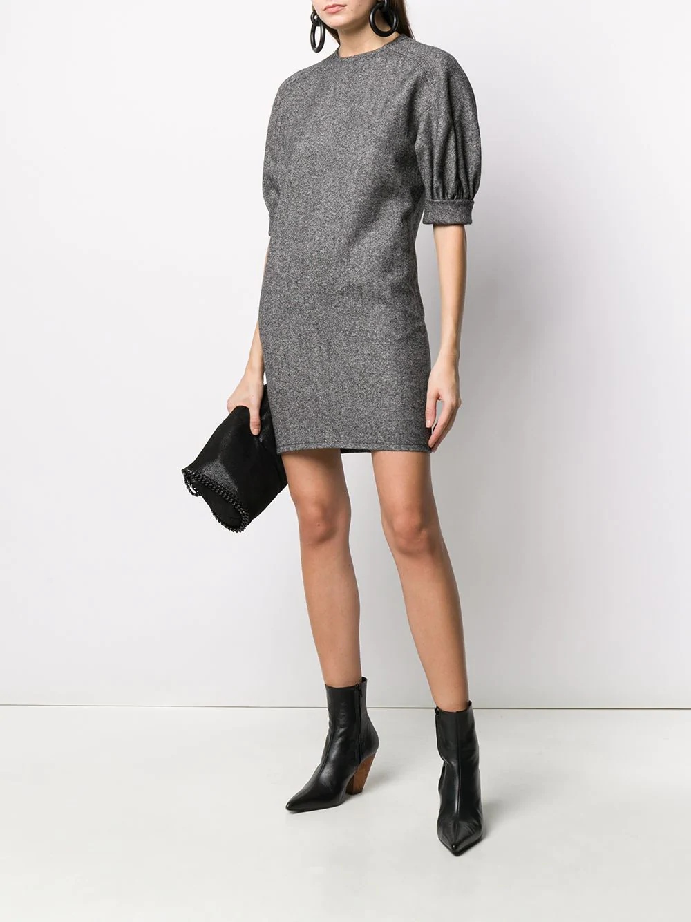 puff-sleeved mini shift dress - 2