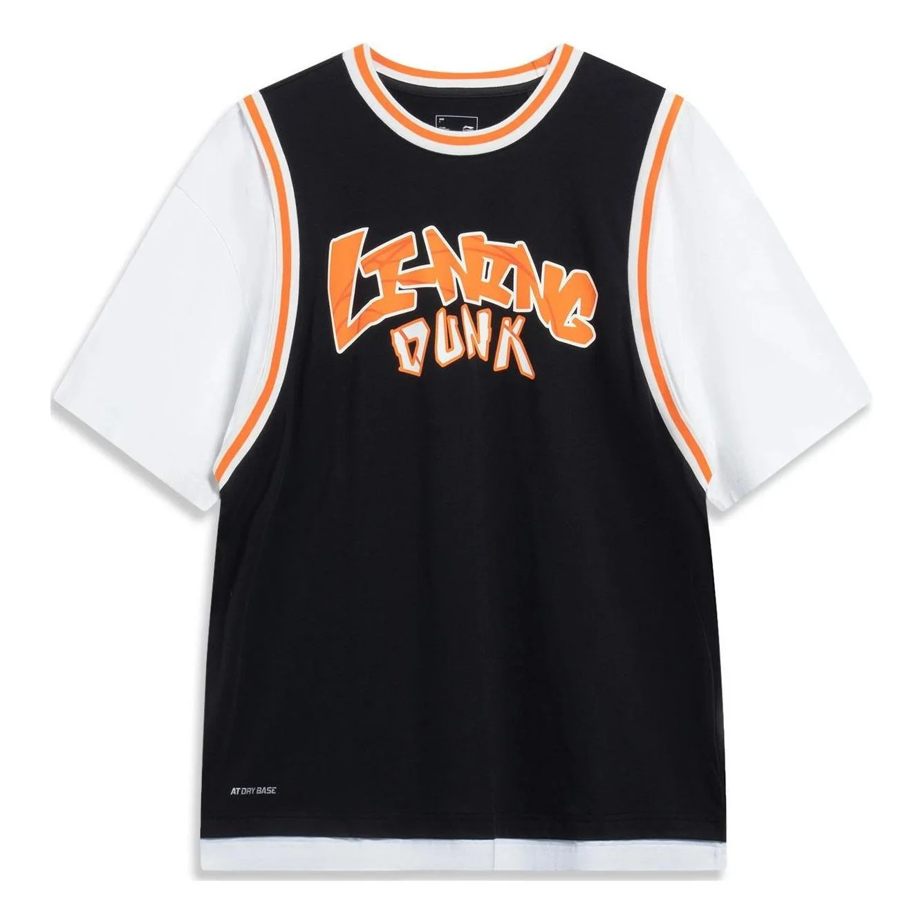 Li-Ning Hoops Graphic Faux Two Piece T-shirt 'Black White' AHST573-1 - 1