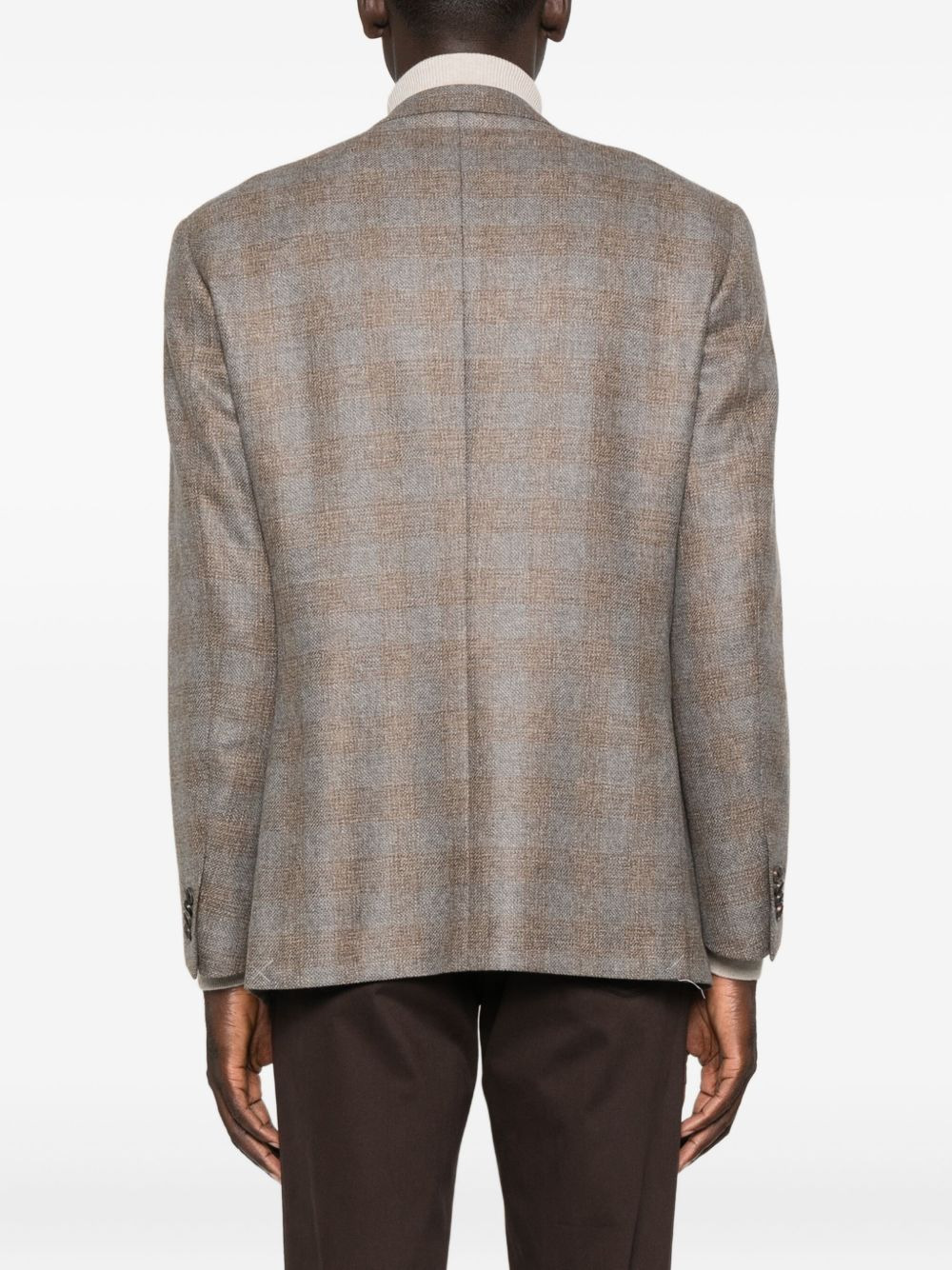 checked two-button jacket - 4