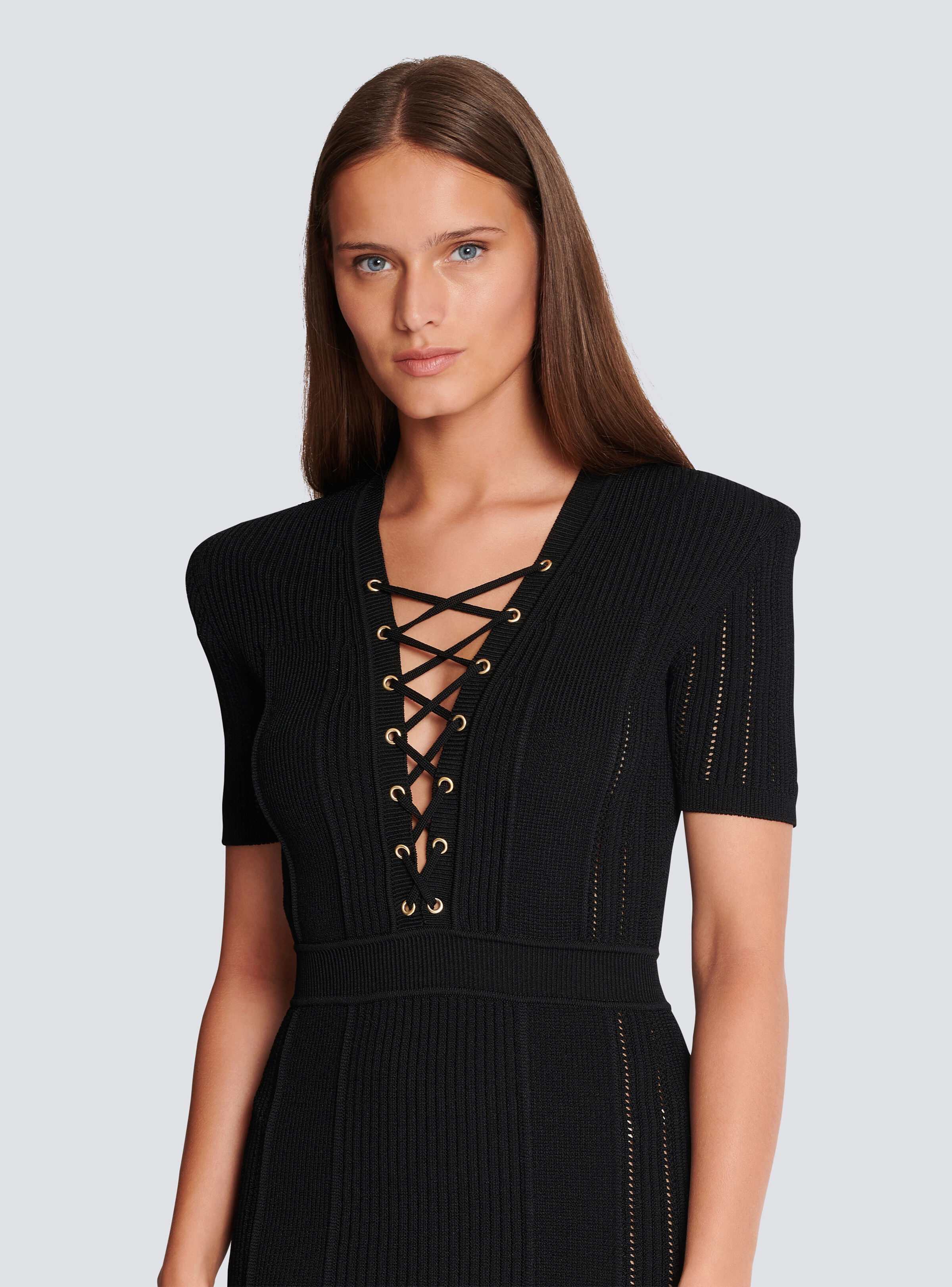 Short fine ribbed knit dress - 7