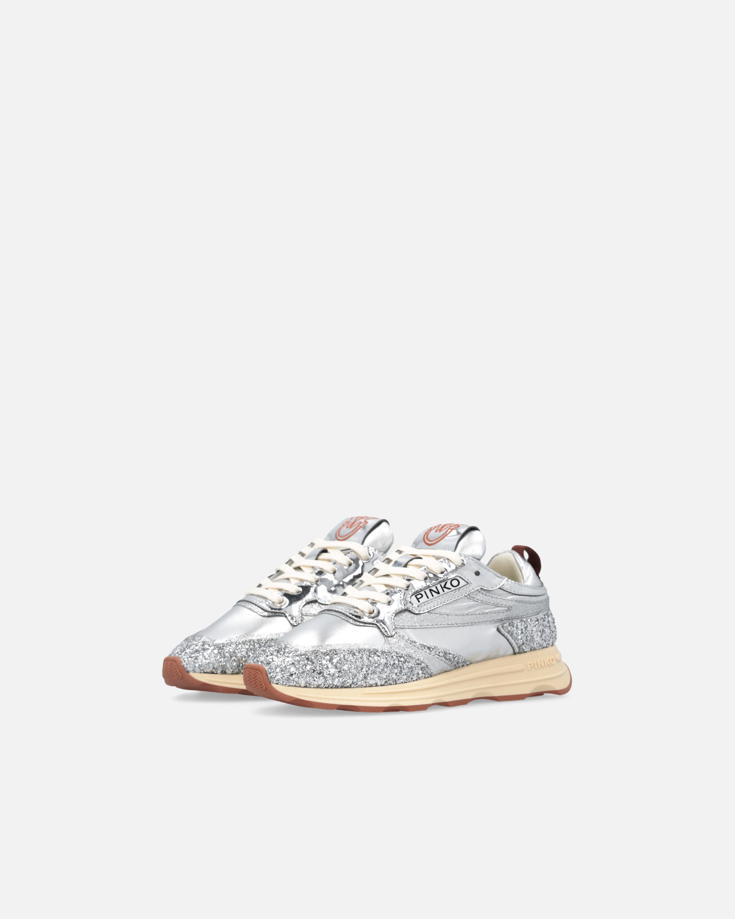 SILVER GLITTERY LAMINATED SNEAKERS - 6