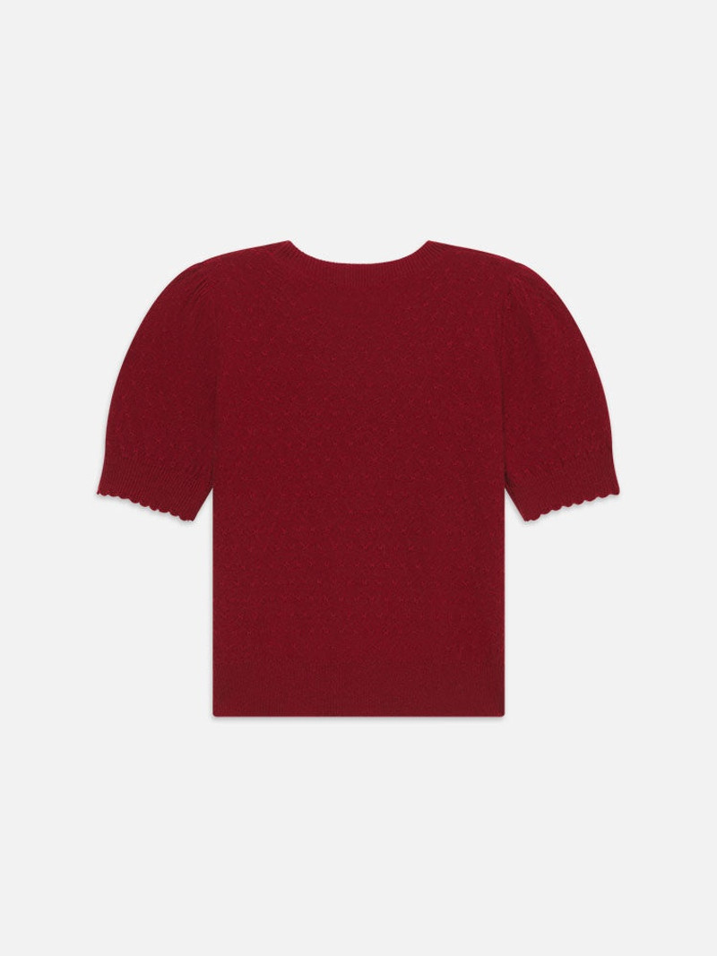 Pointelle Puff Sleeve Sweater in Paprika 4