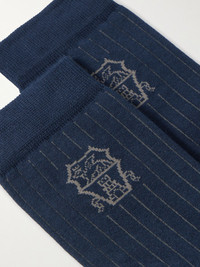 Brunello Cucinelli Logo-Jacquard Cotton Socks Navy - MCS93561/C102J ...