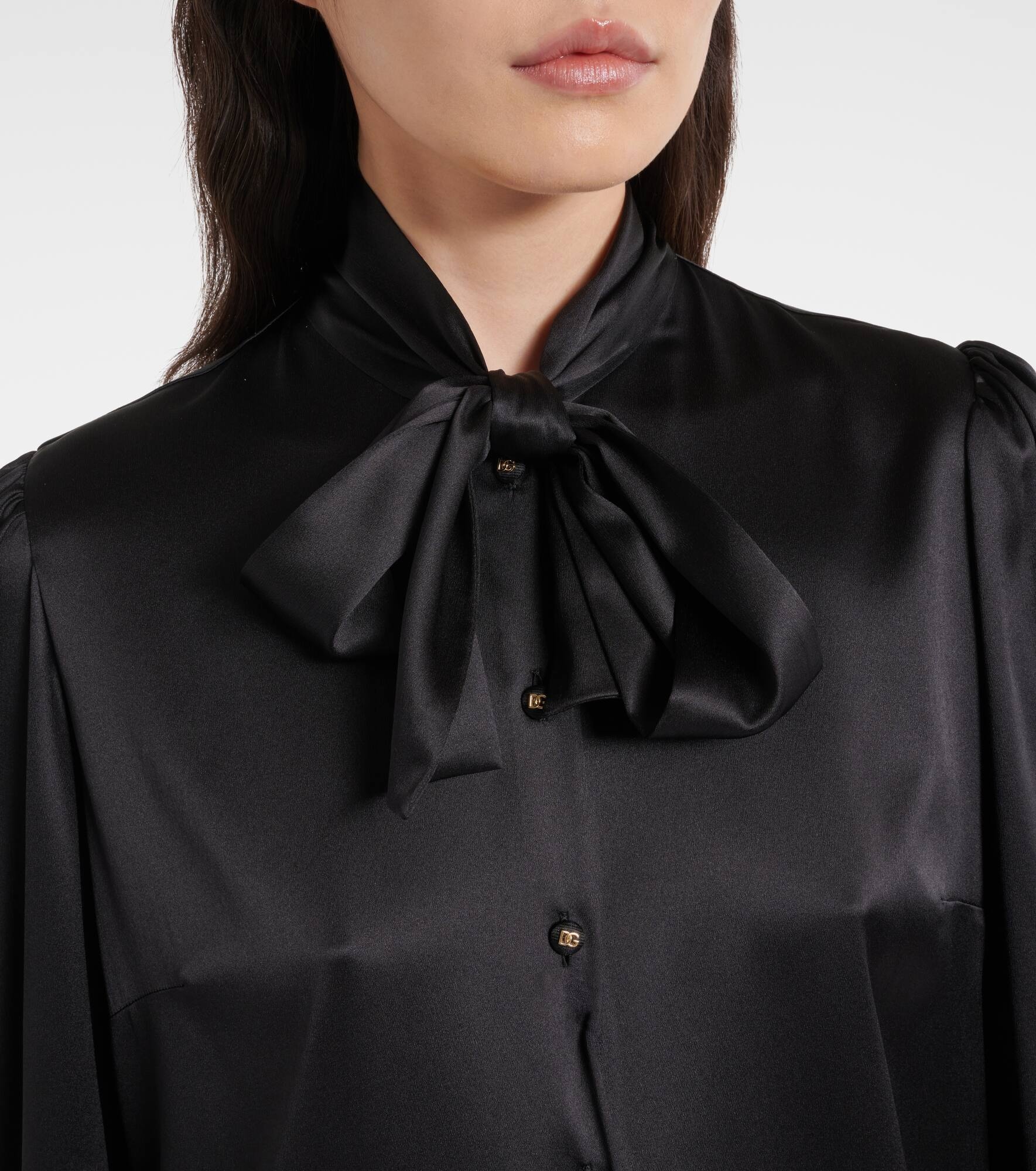 Tie-neck silk-blend satin blouse - 4