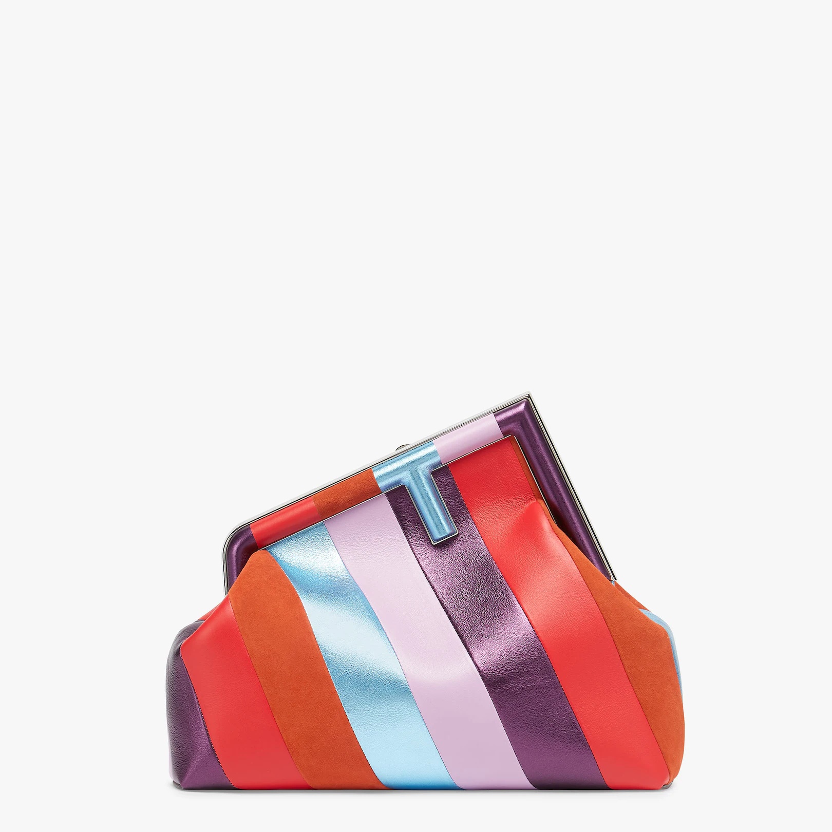 Medium Fendi First bag produced by inlaying leather, laminated leather and suede by hand to create a - 1