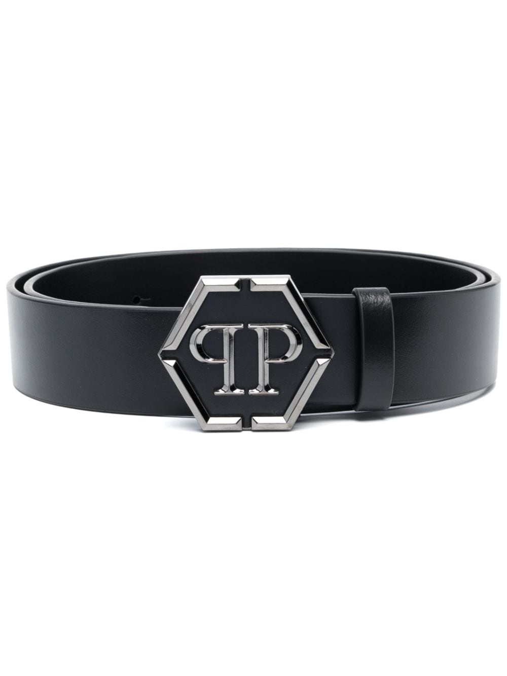 logo-lettering leather belt - 1