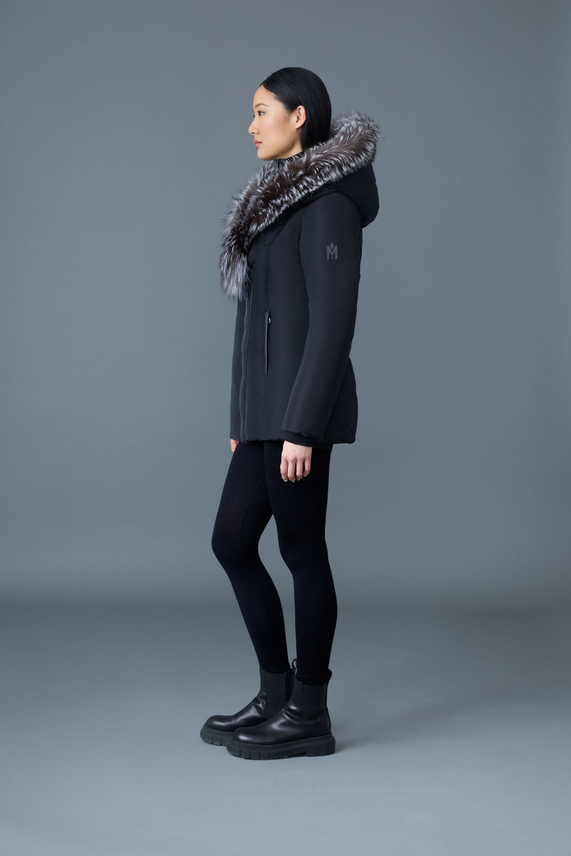 ADALI-X Down coat with silver fox fur Signature Mackage Collar 4