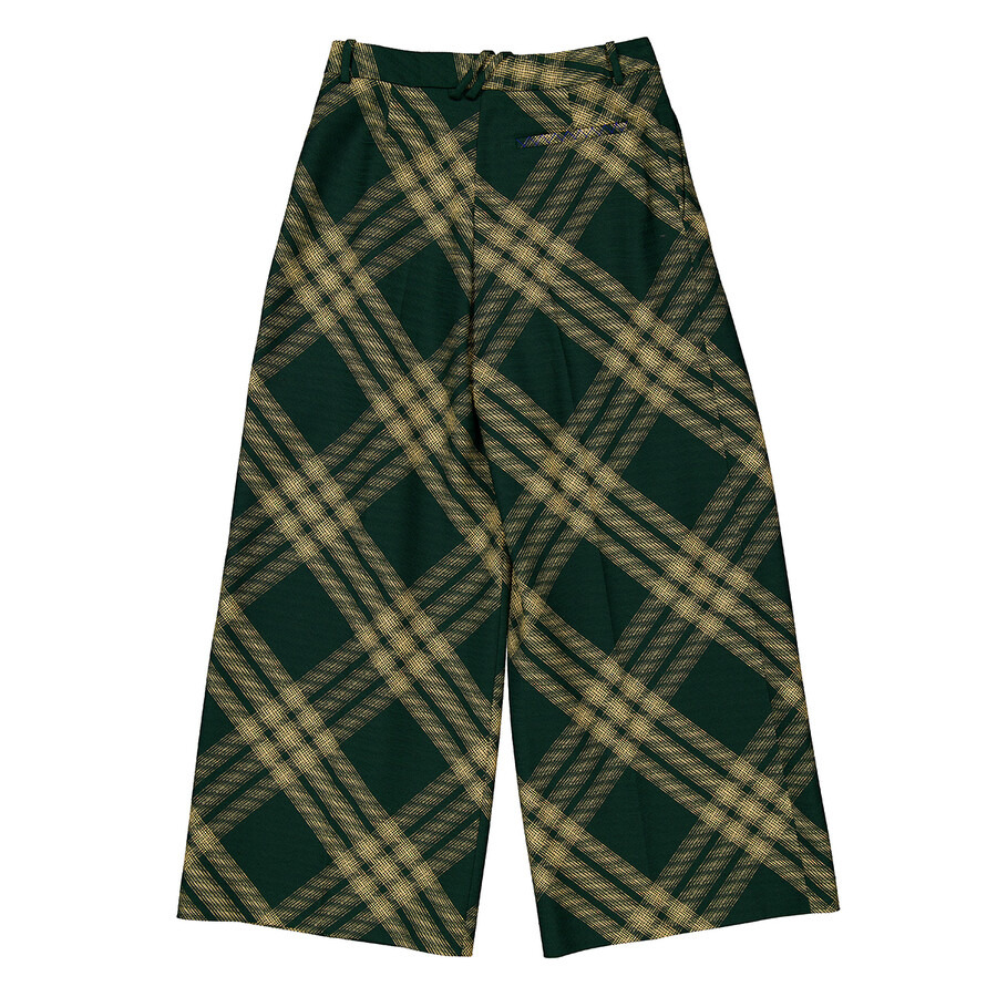 Burberry Wide-Leg Tartan Wool Boyfriend Trousers - 7