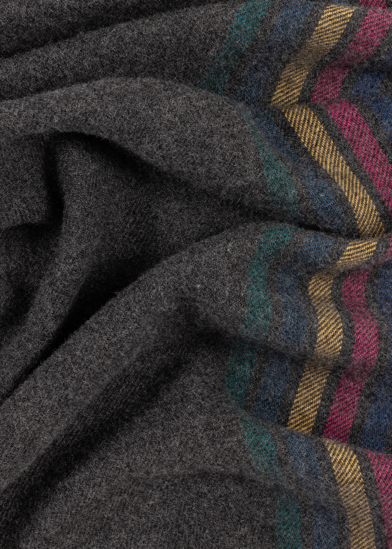 Grey Wool-Blend 'Sports Stripe' Scarf - 2