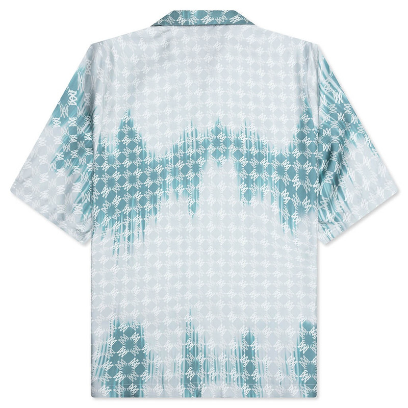 AMIRI MA QUAD BLEACHED CAMP SHIRT - MARINE outlook