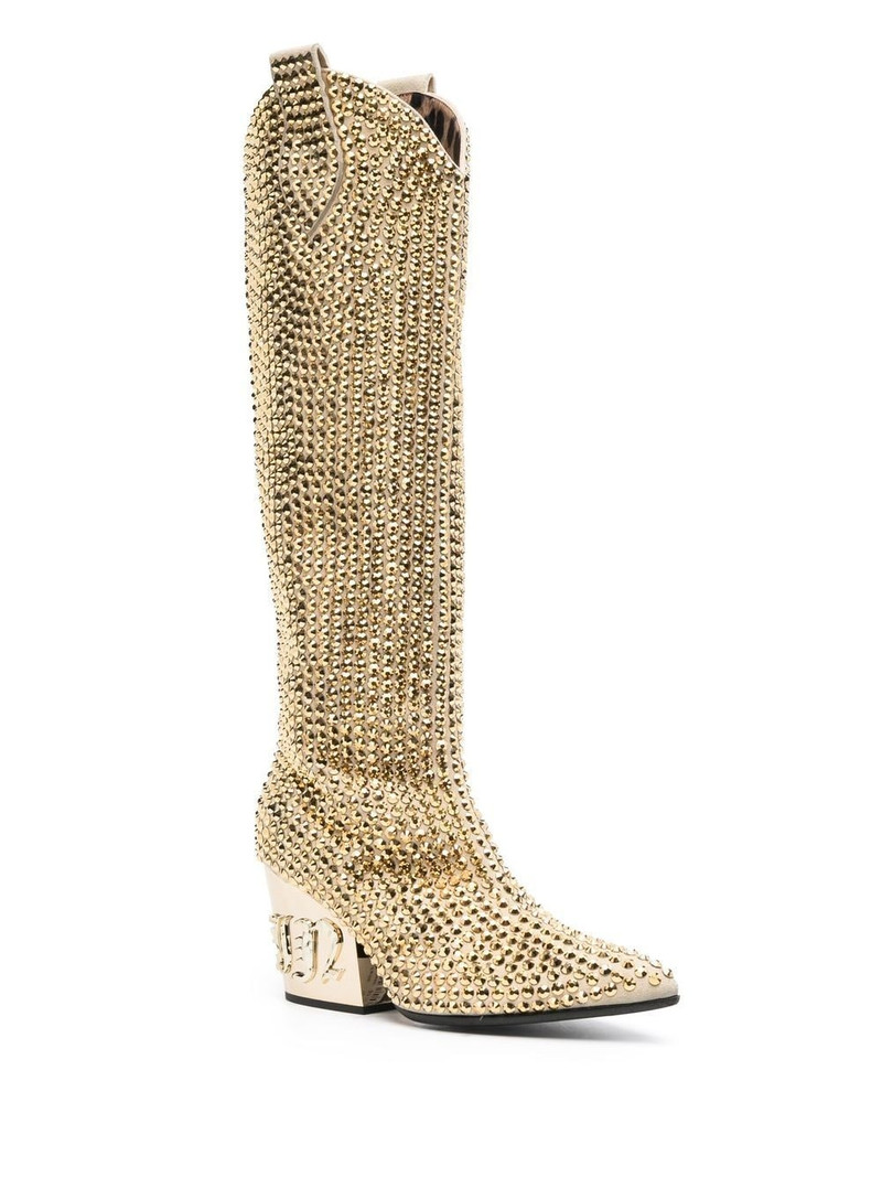 PHILIPP PLEIN Strass CowBoy calf-length boots outlook