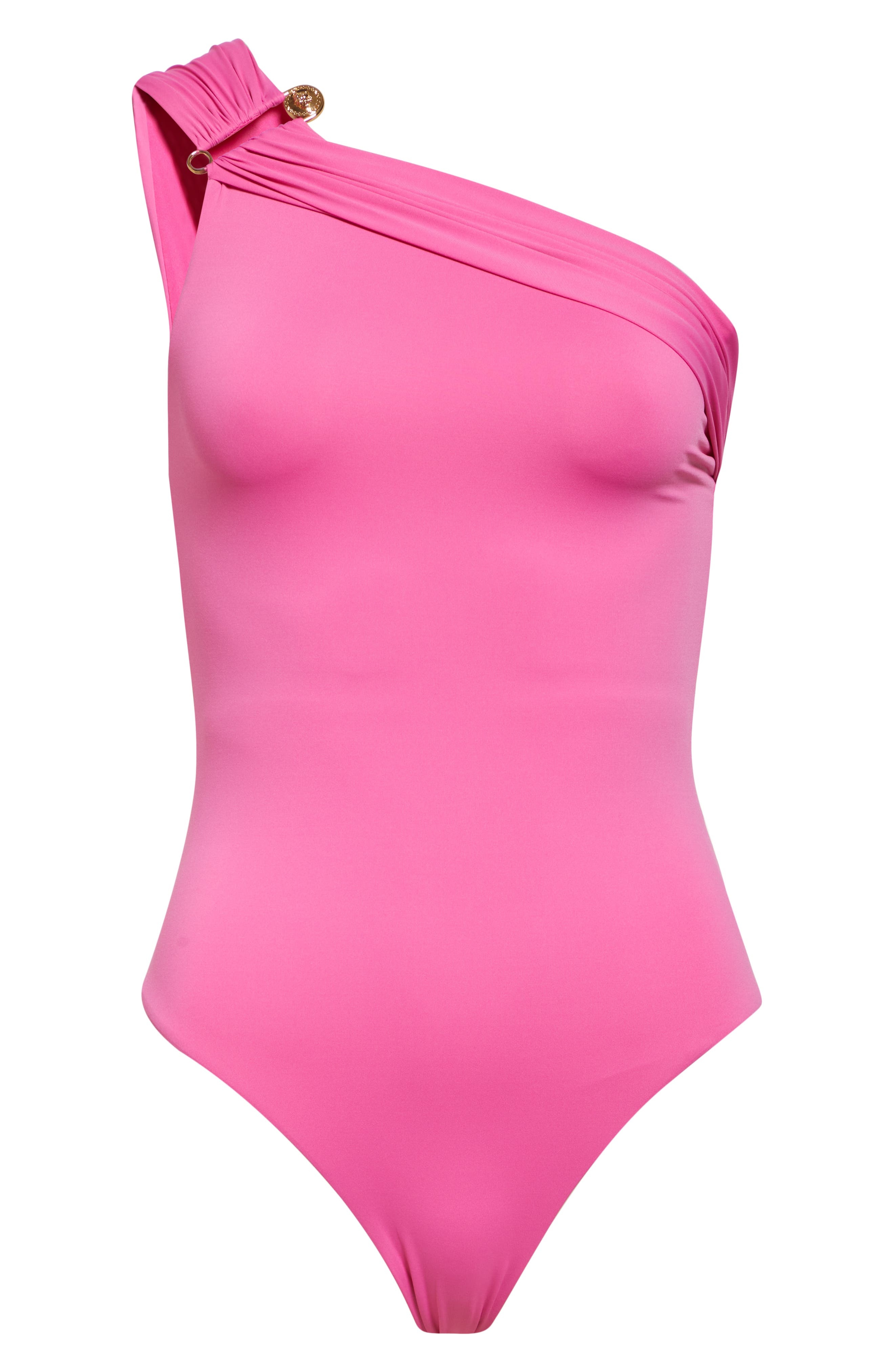 Versace Safety Pin Gathered One-Piece Swimsuit in Dragon Fruit at Nordstrom - 6