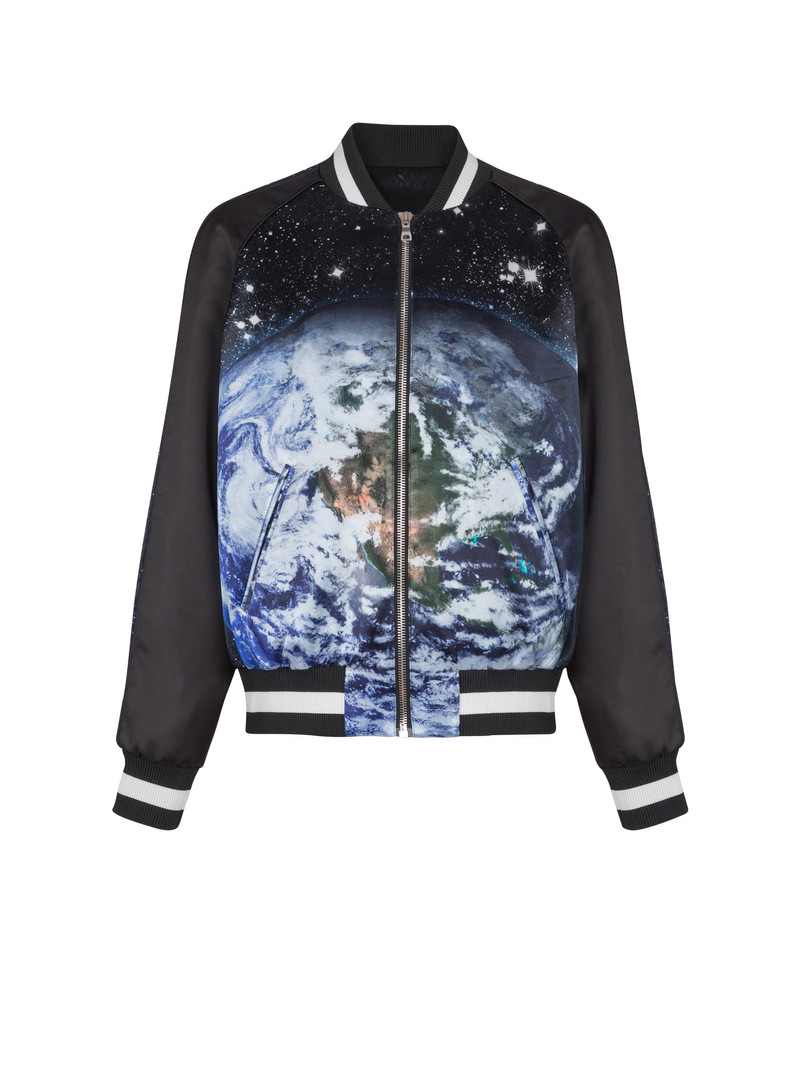 Printed Earth and Stars bomber jacket - 1